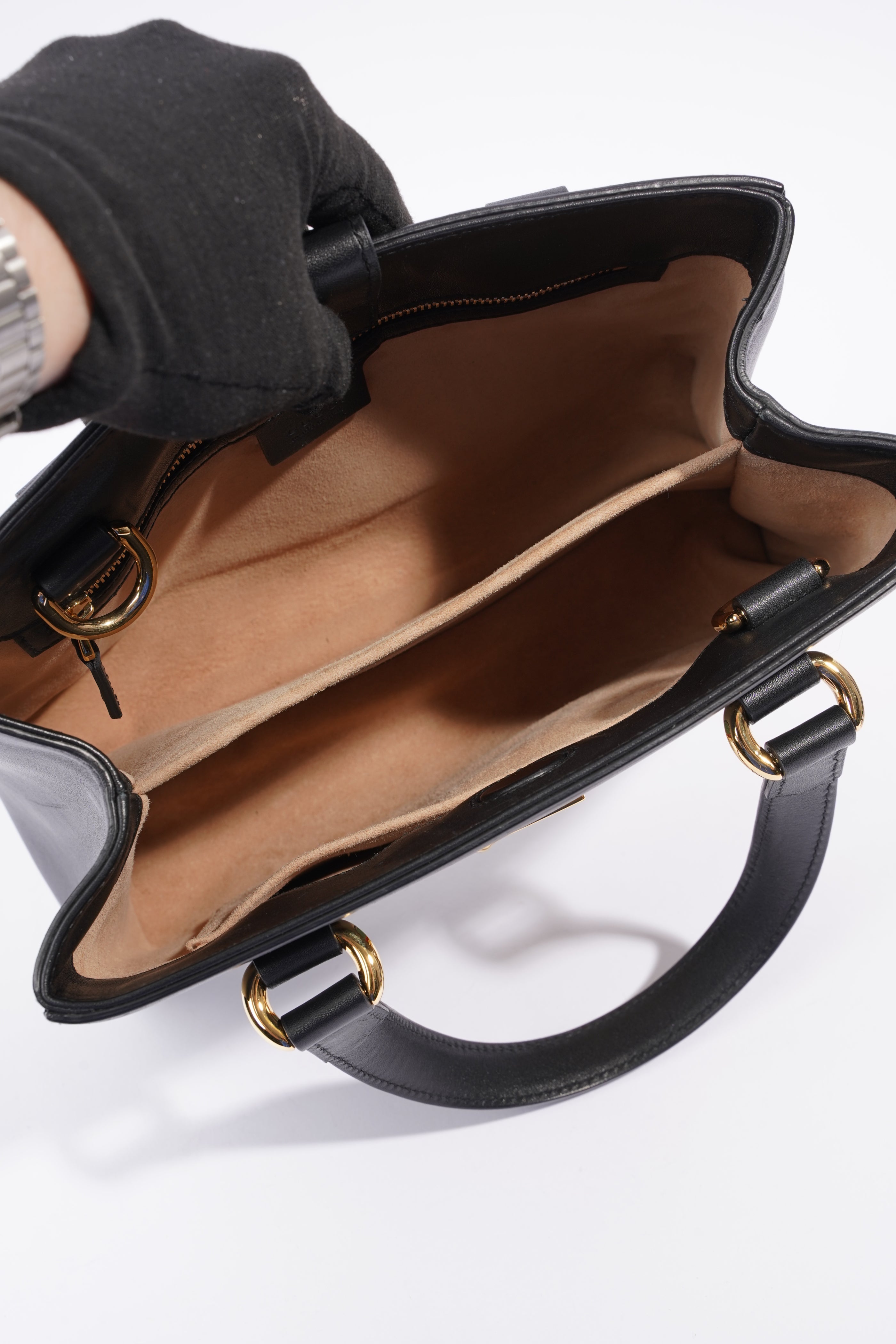 Gucci Sylvie Top Handle Bag Black Leather