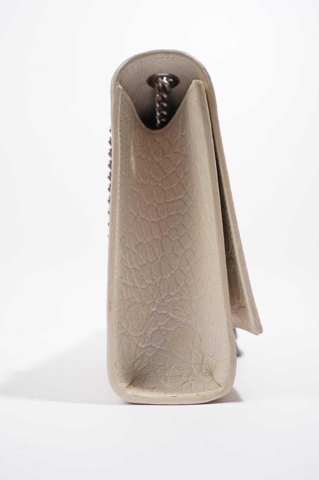 Saint Laurent Womens Kate Tassel Bag White Croc Medium
