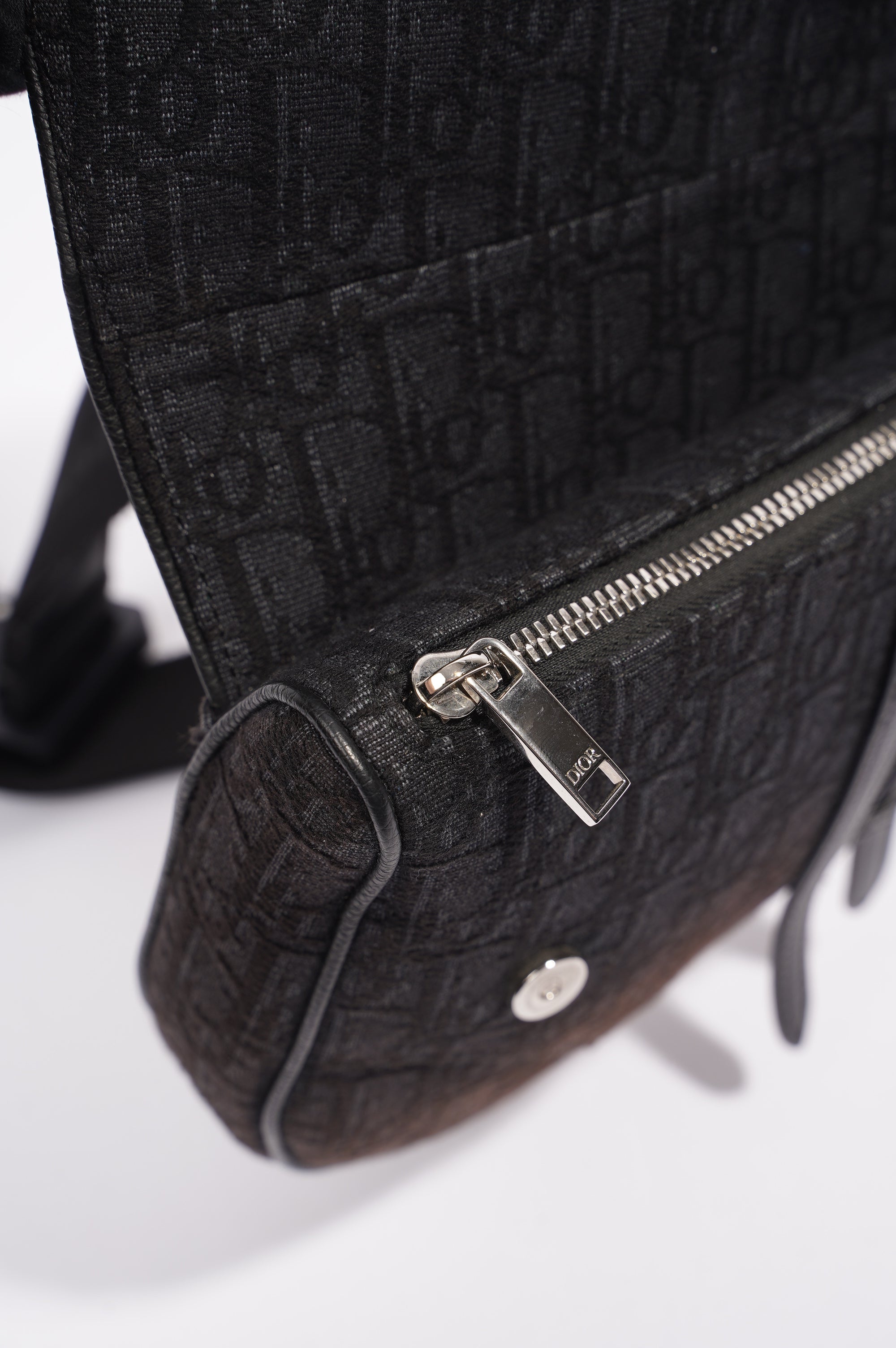 Christian Dior Saddle Bag Dark Grey Oblique Canvas
