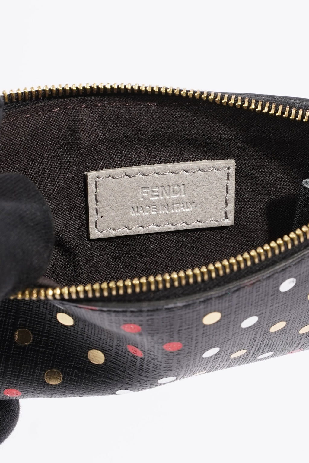 Fendi Womens Polka Dot Purse Black Leather