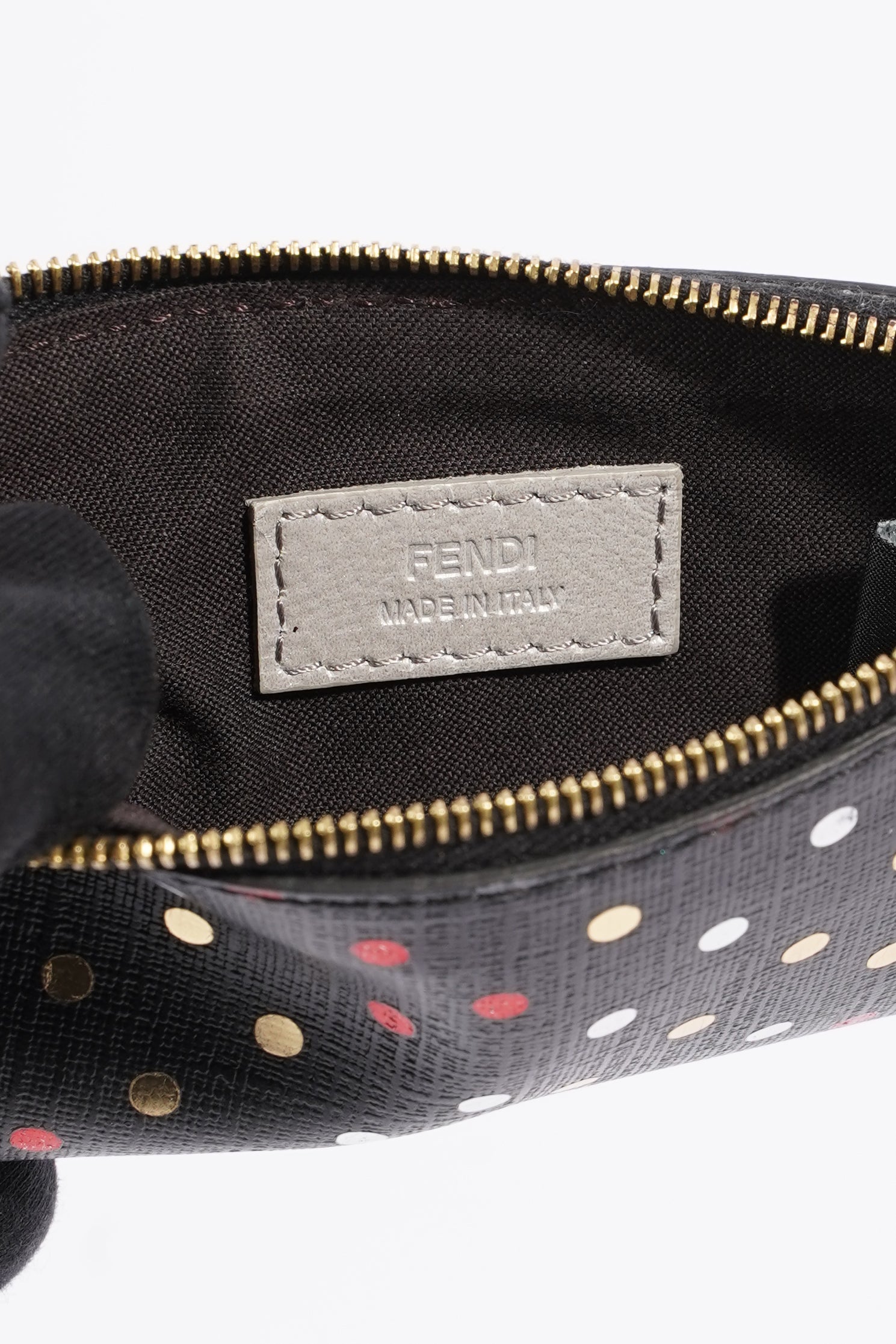 Fendi Womens Polka Dot Purse Black Leather