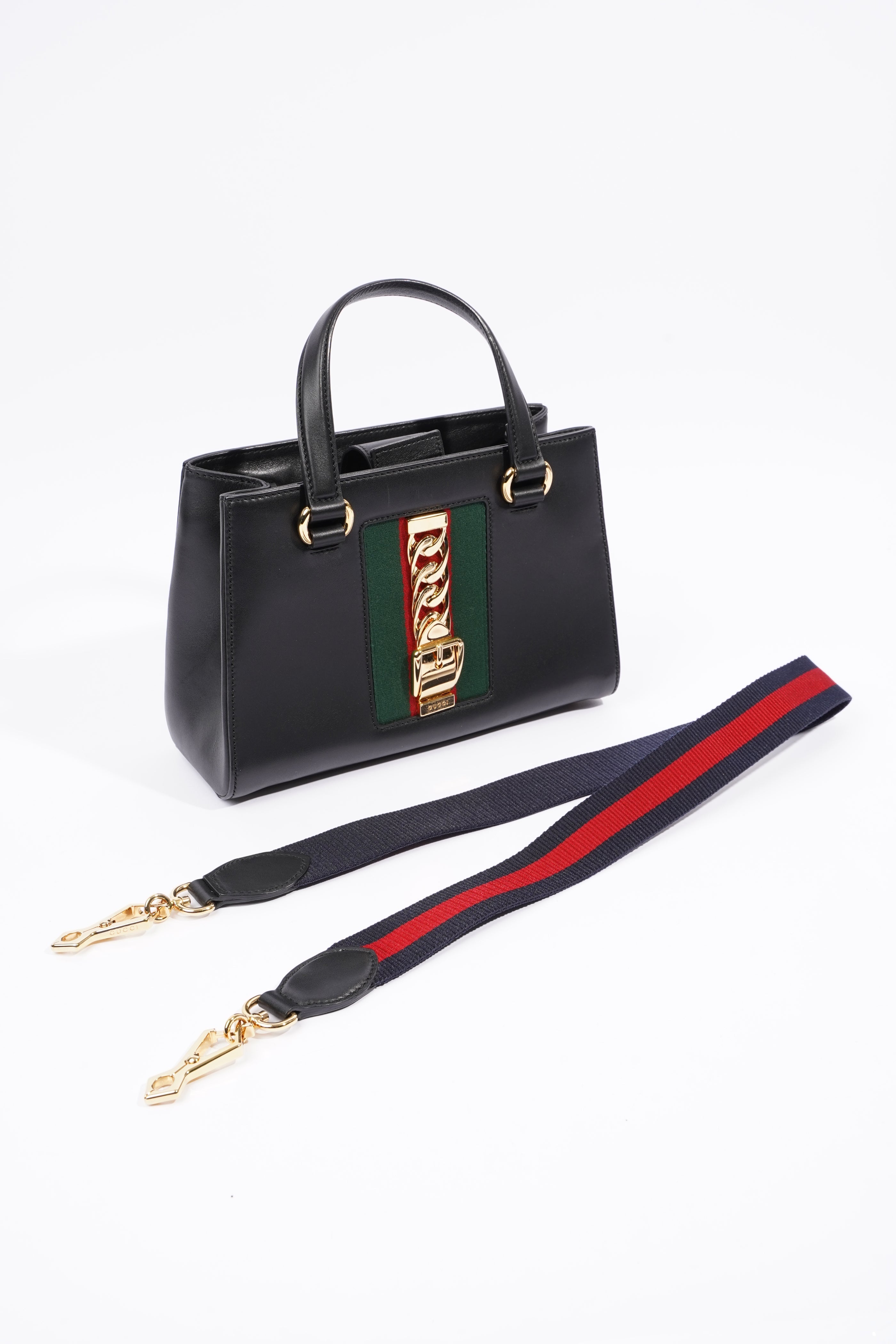 Gucci Sylvie Top Handle Bag Black Leather