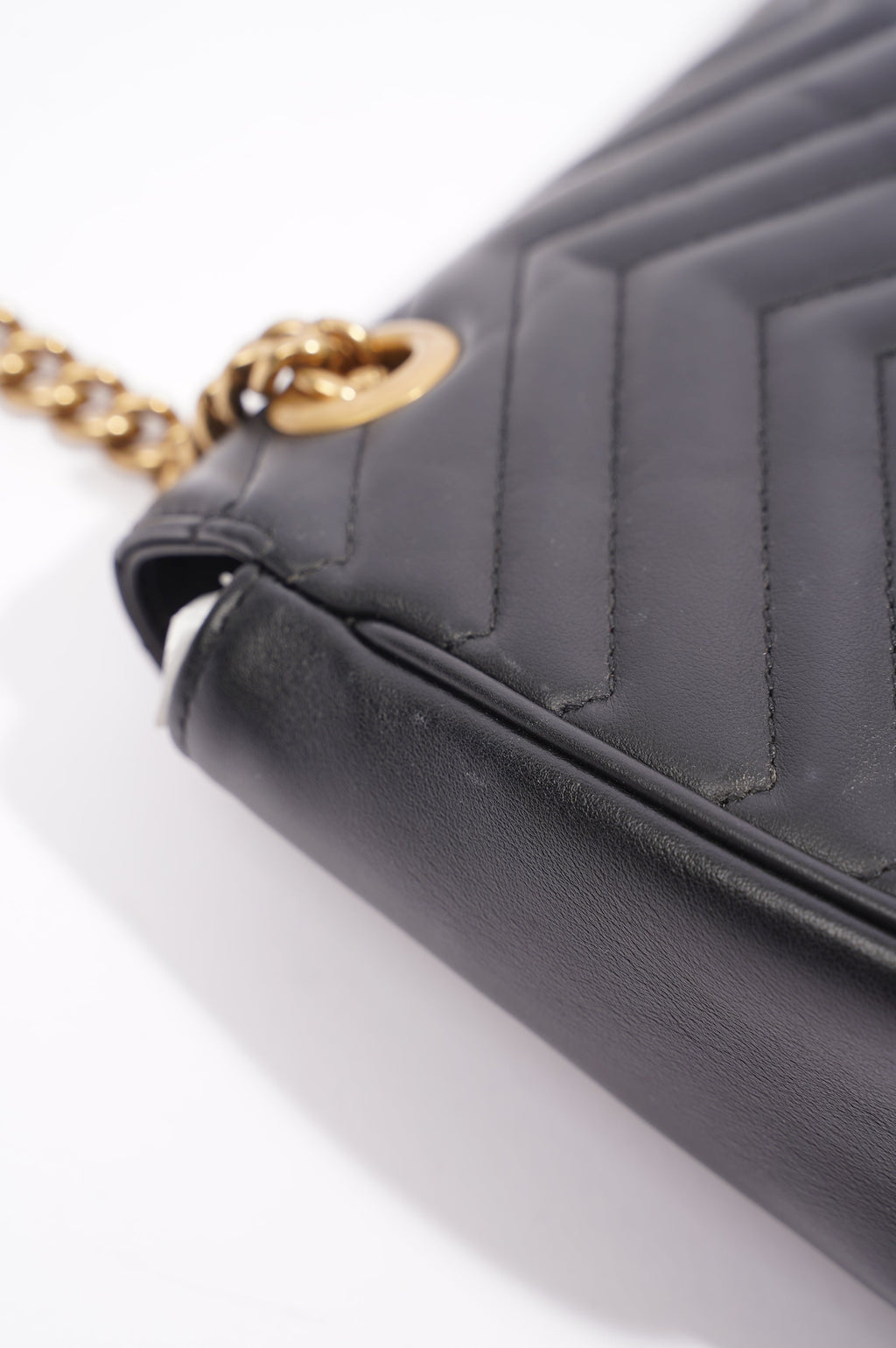 Gucci Womens Marmont Flap Black / Gold Small