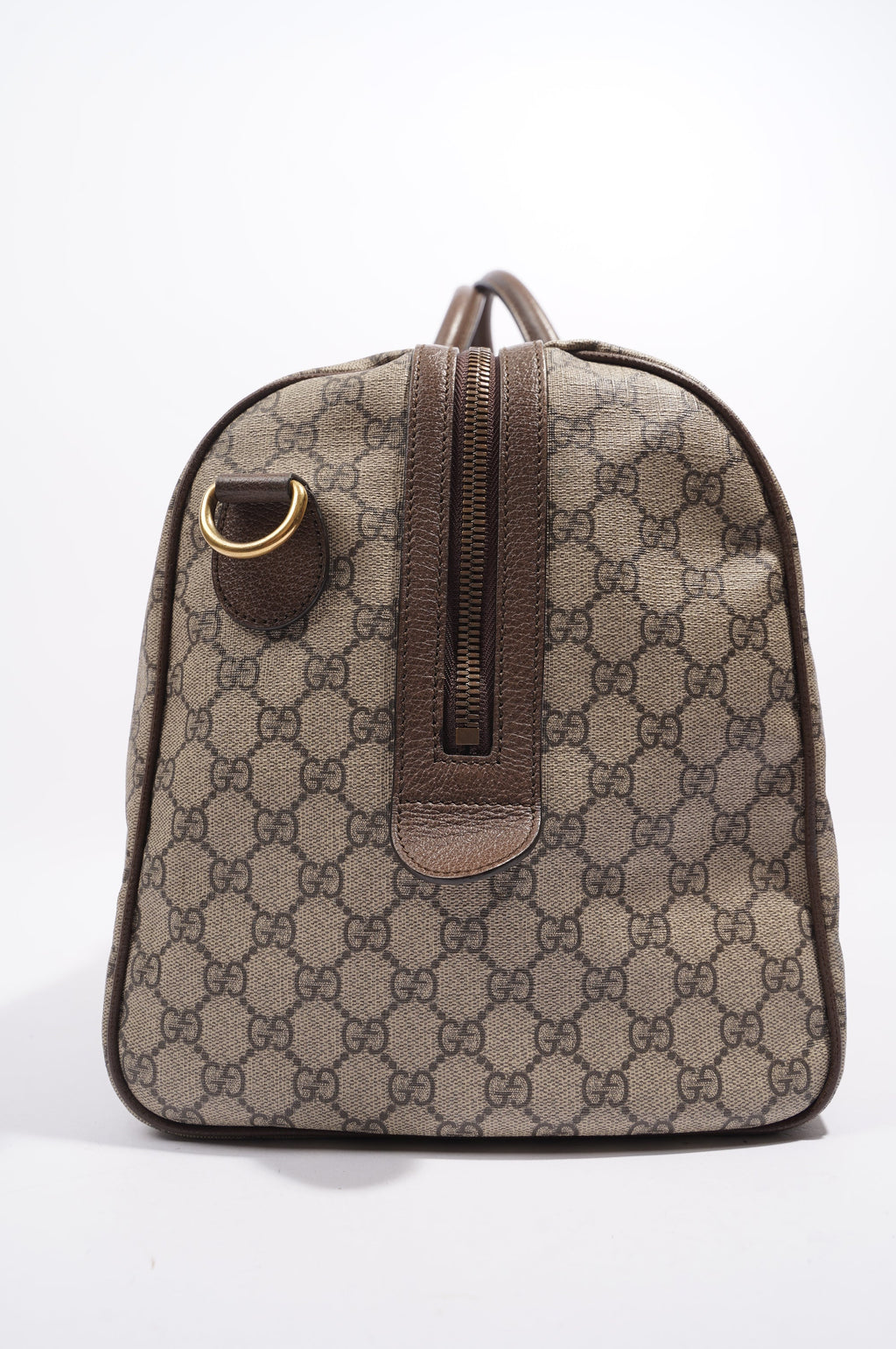 Gucci Womens Ophidia Carry On Duffle Bag Brown Canvas Medium