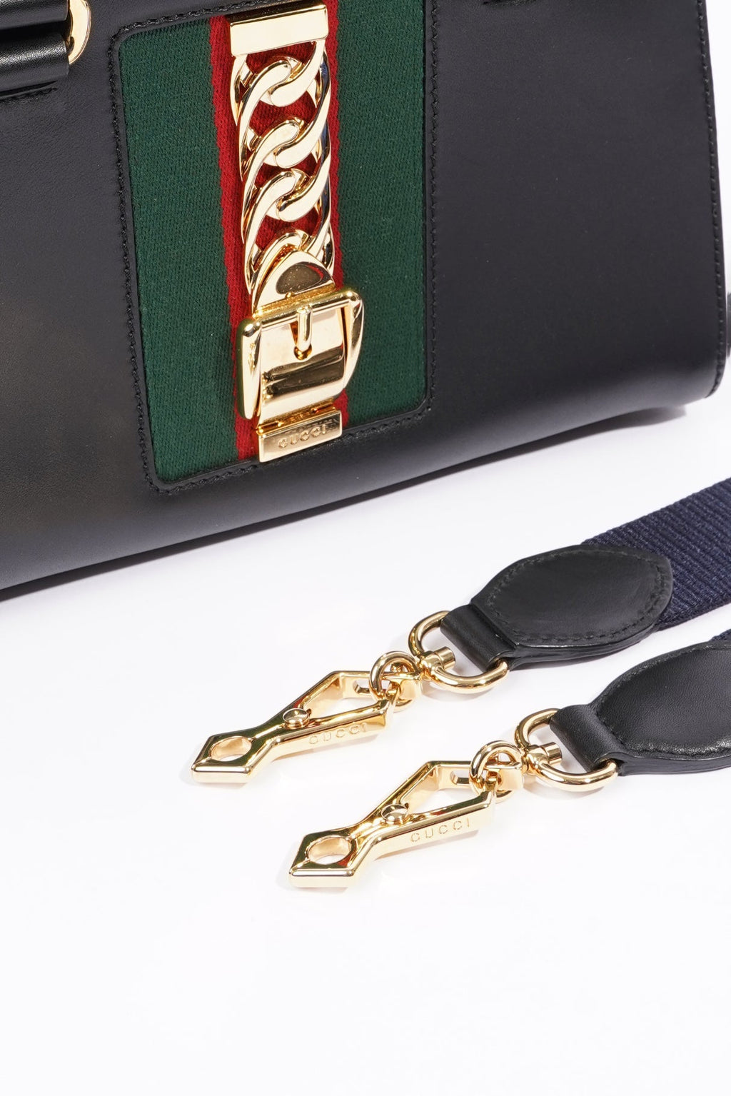 Gucci Sylvie Top Handle Bag Black Leather