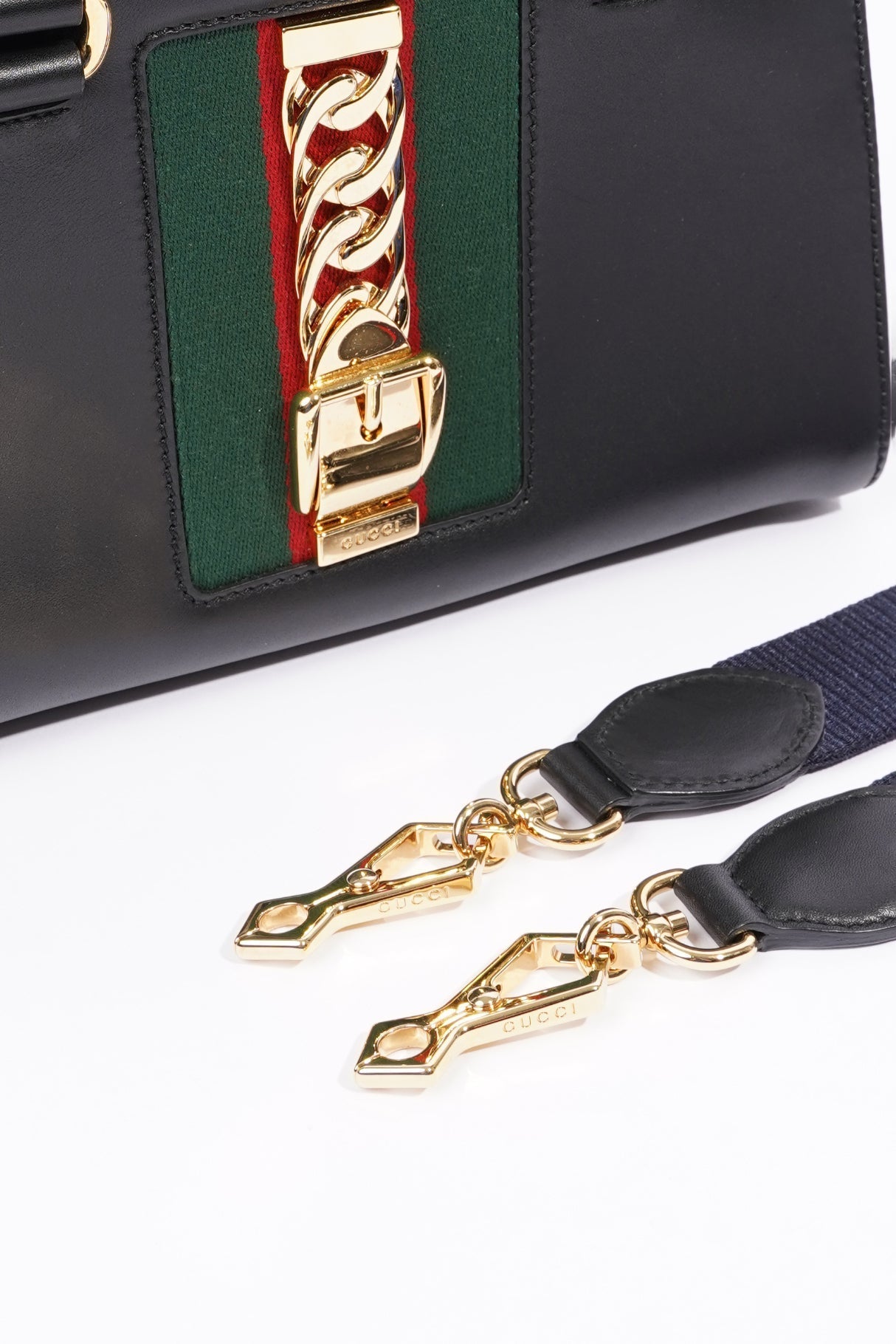 Gucci Sylvie Top Handle Bag Black Leather