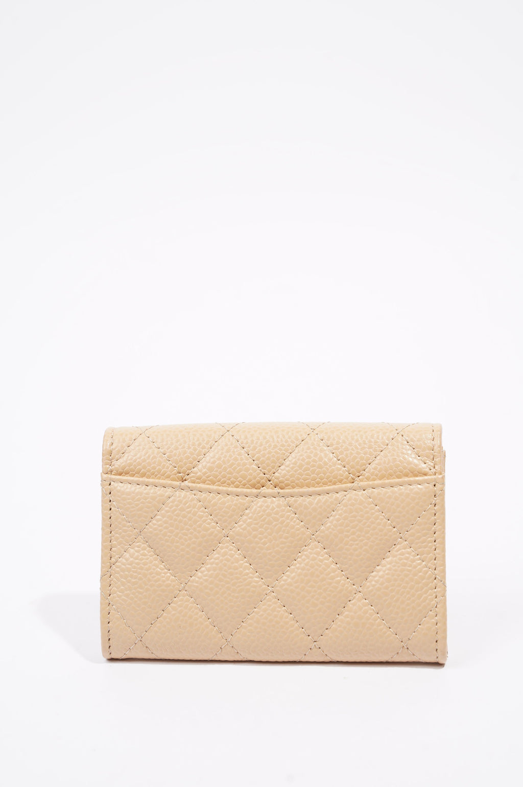 Chanel Womens Card Holder Beige Caviar