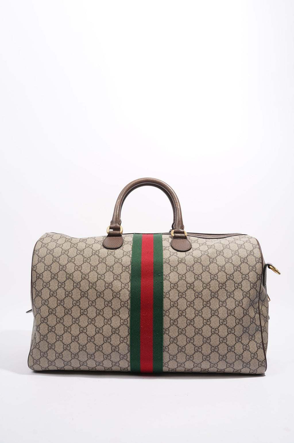 Gucci Womens Ophidia Carry On Duffle Bag Brown Canvas Medium