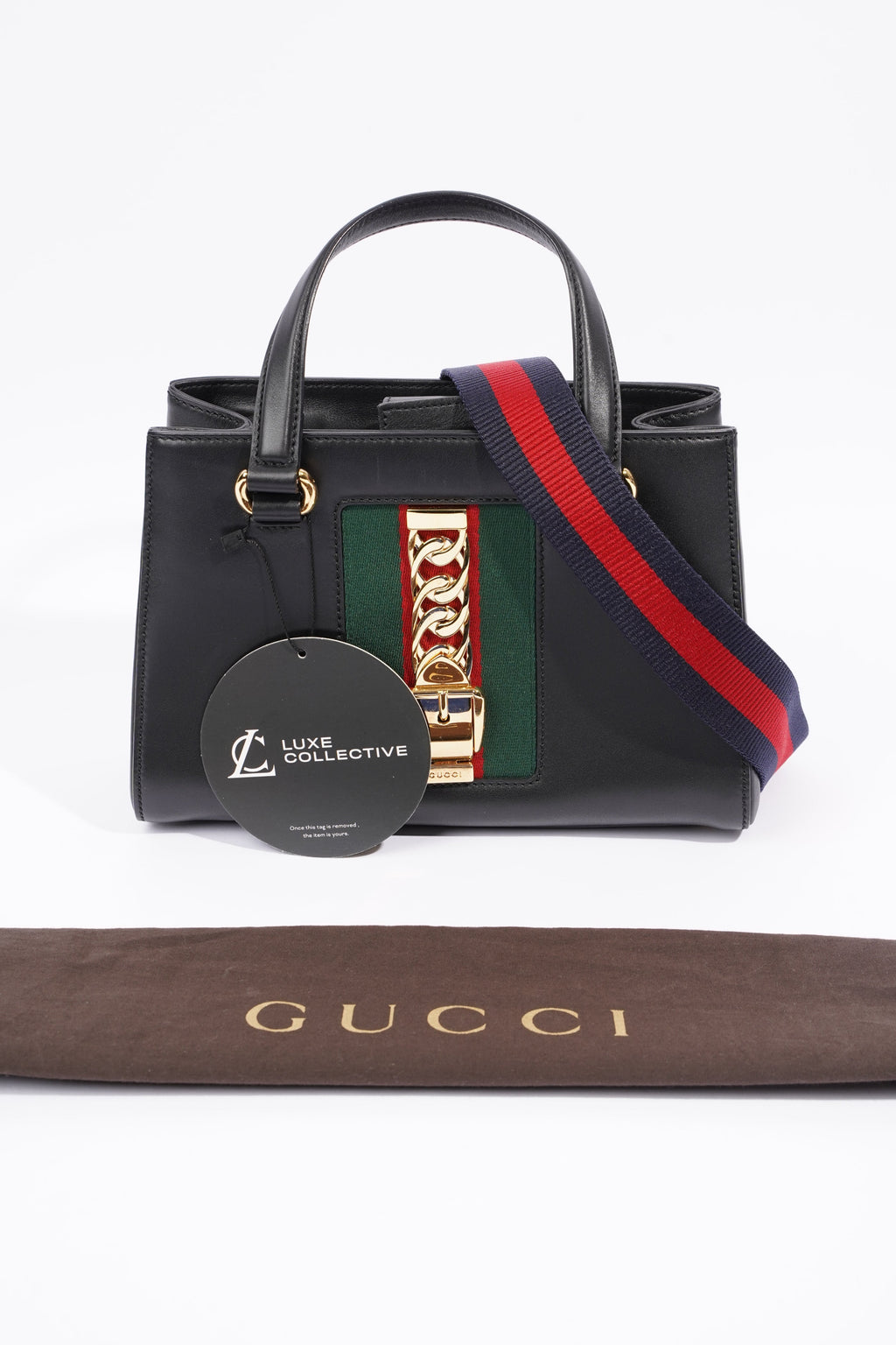 Gucci Sylvie Top Handle Bag Black Leather