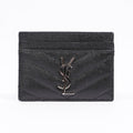 Saint Laurent Womens Cassandre Matelasse Card Case Black Leather