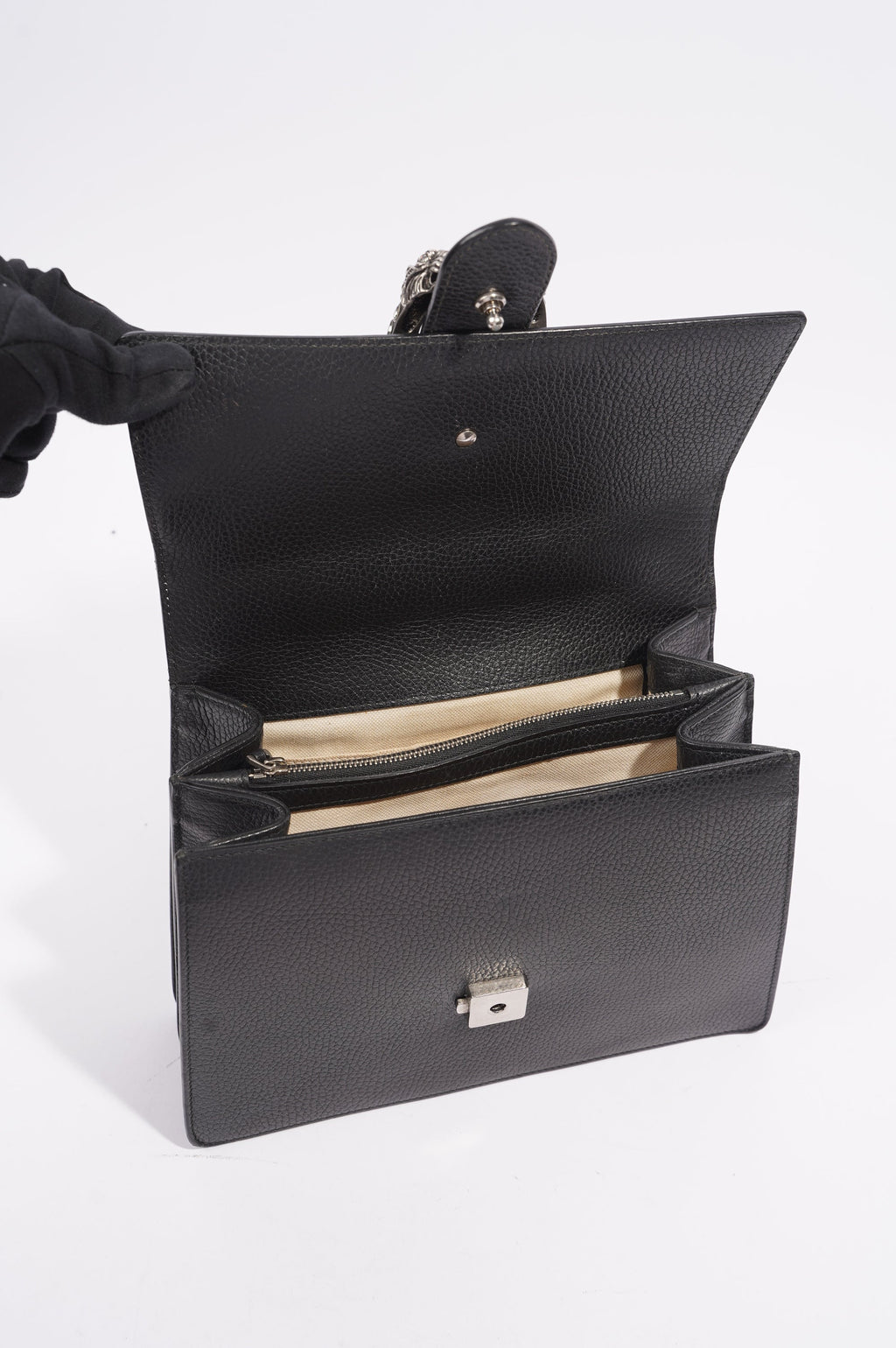 Gucci Dionysus Bamboo Top Handle Black Silver Medium
