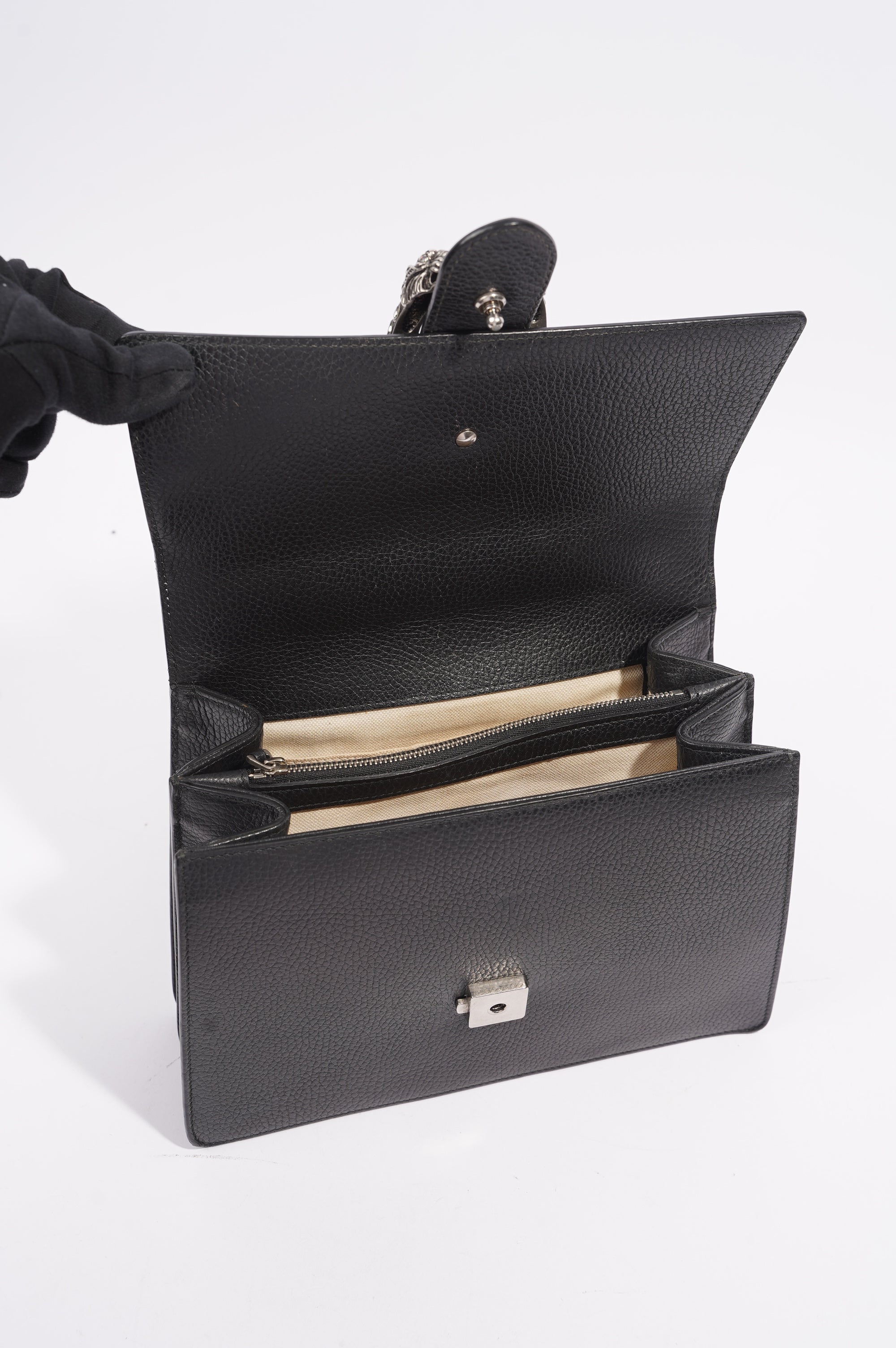 Gucci Dionysus Bamboo Top Handle Black Silver Medium