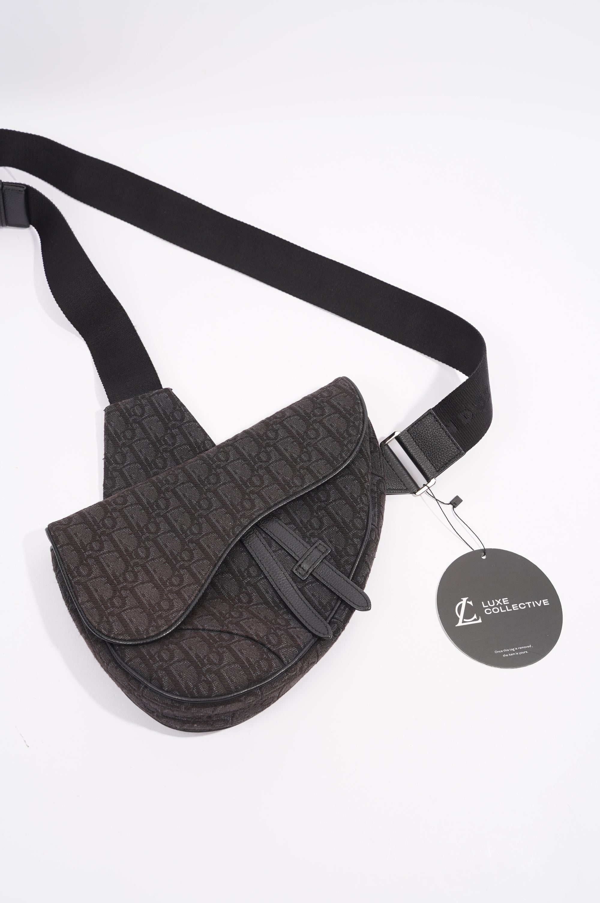 Christian Dior Saddle Bag Dark Grey Oblique Canvas