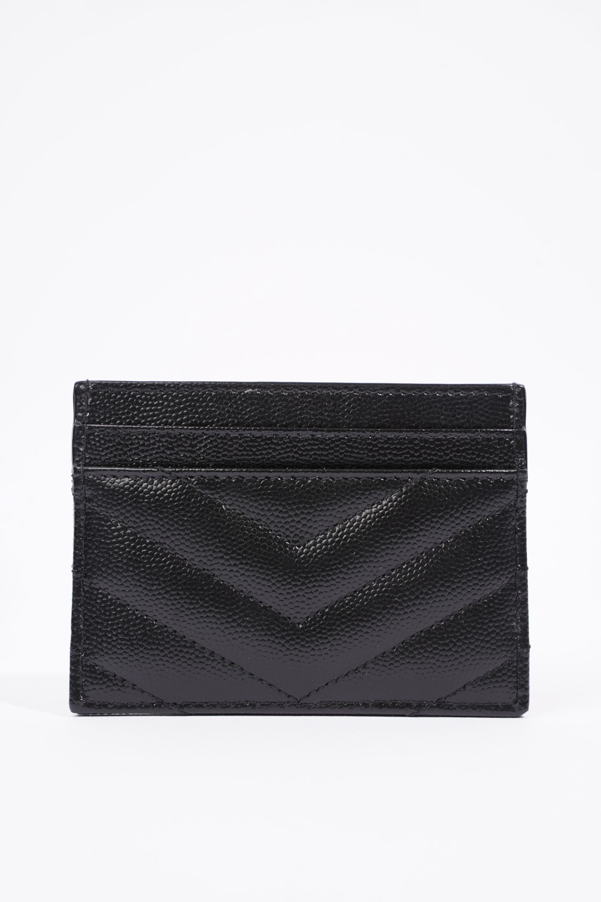 Saint Laurent Womens Cassandre Matelasse Card Case Black Leather