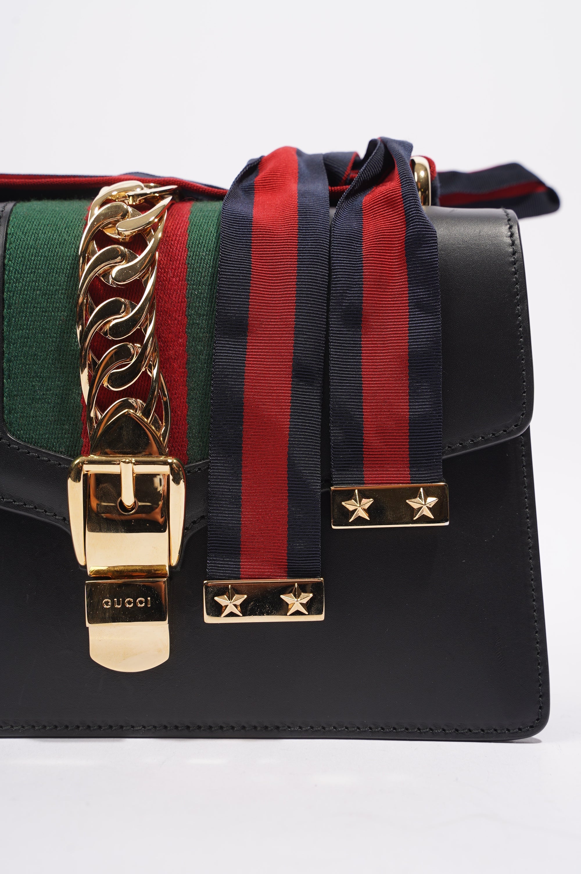 Gucci Womens Sylvie Black / Green / Red Medium