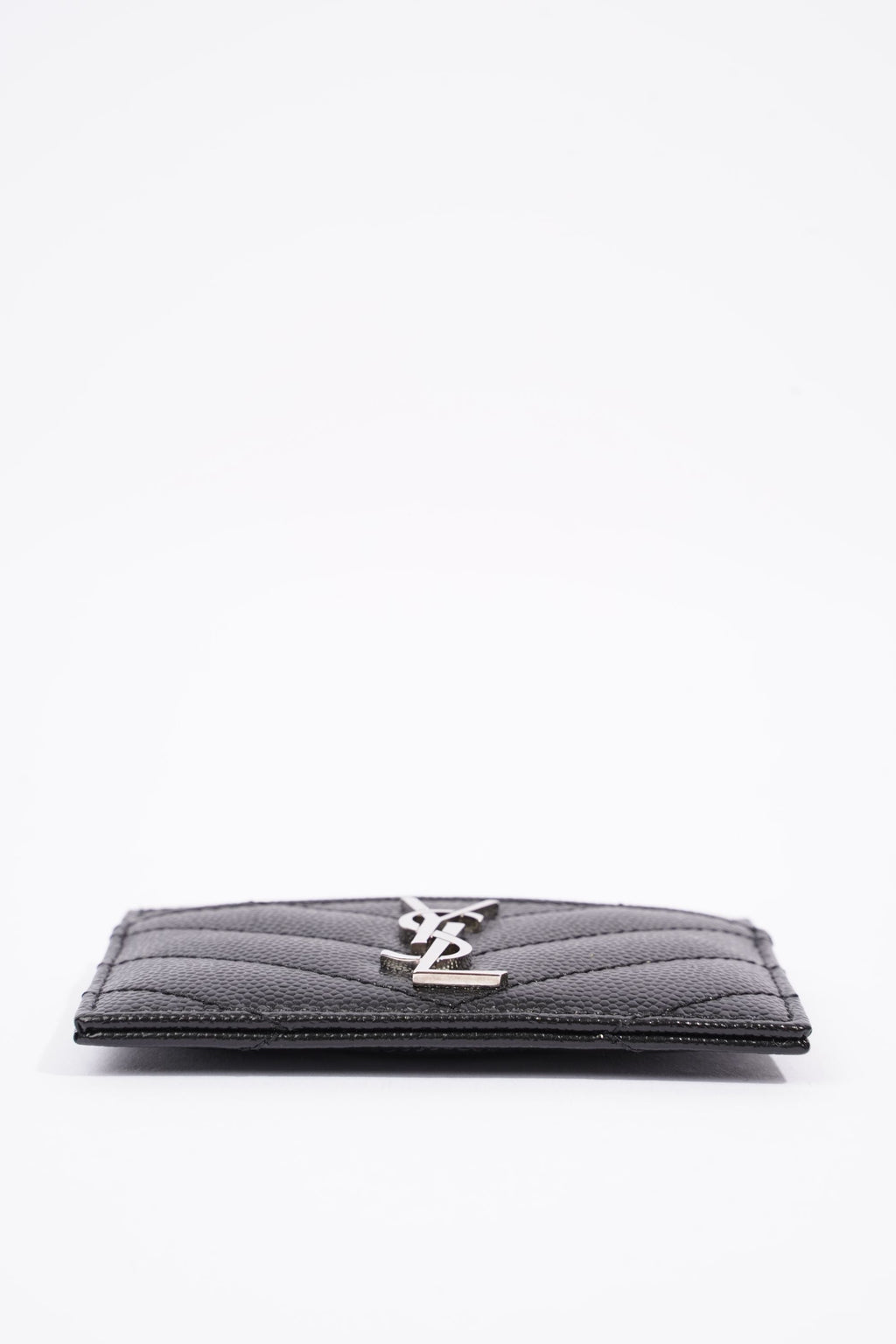 Saint Laurent Womens Cassandre Matelasse Card Case Black Leather