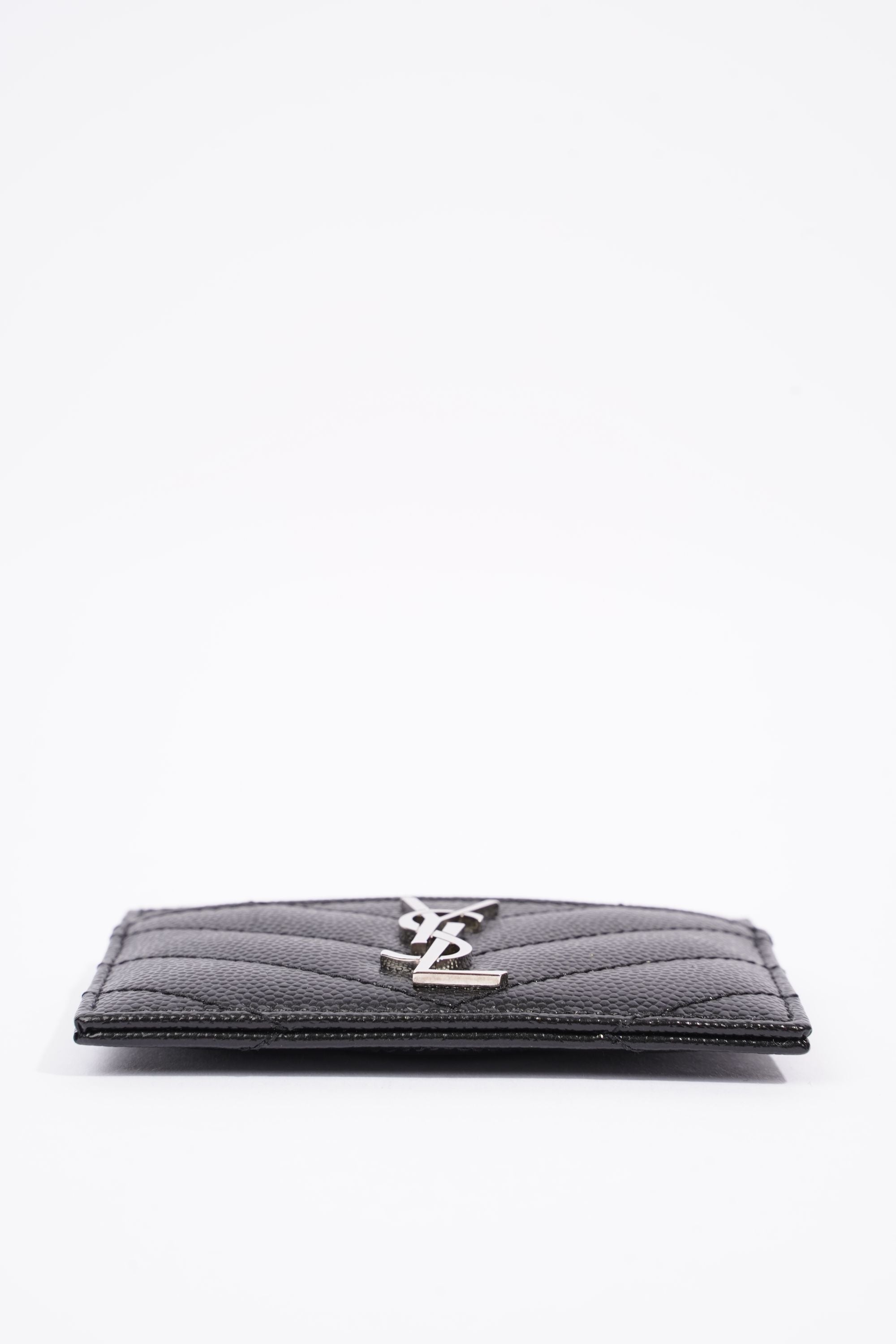 Saint Laurent Womens Cassandre Matelasse Card Case Black Leather