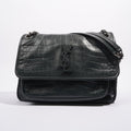 Saint Laurent Womens Niki Chain Bag Dark Green Croc Medium