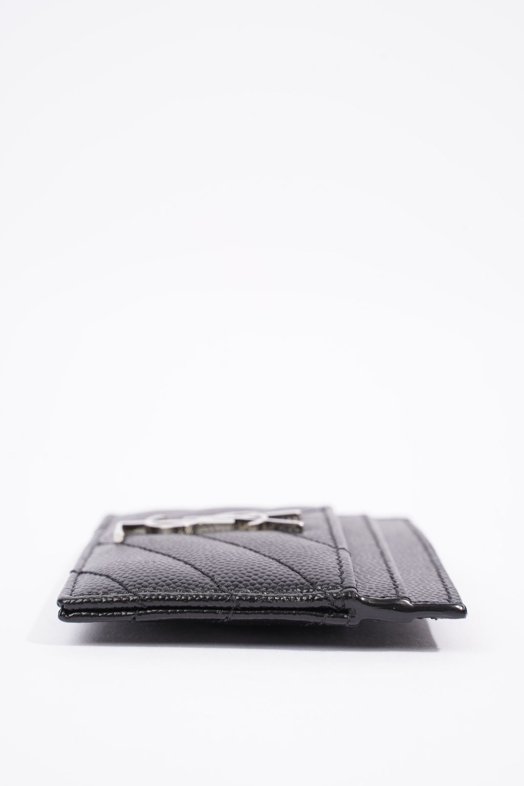 Saint Laurent Womens Cassandre Matelasse Card Case Black Leather