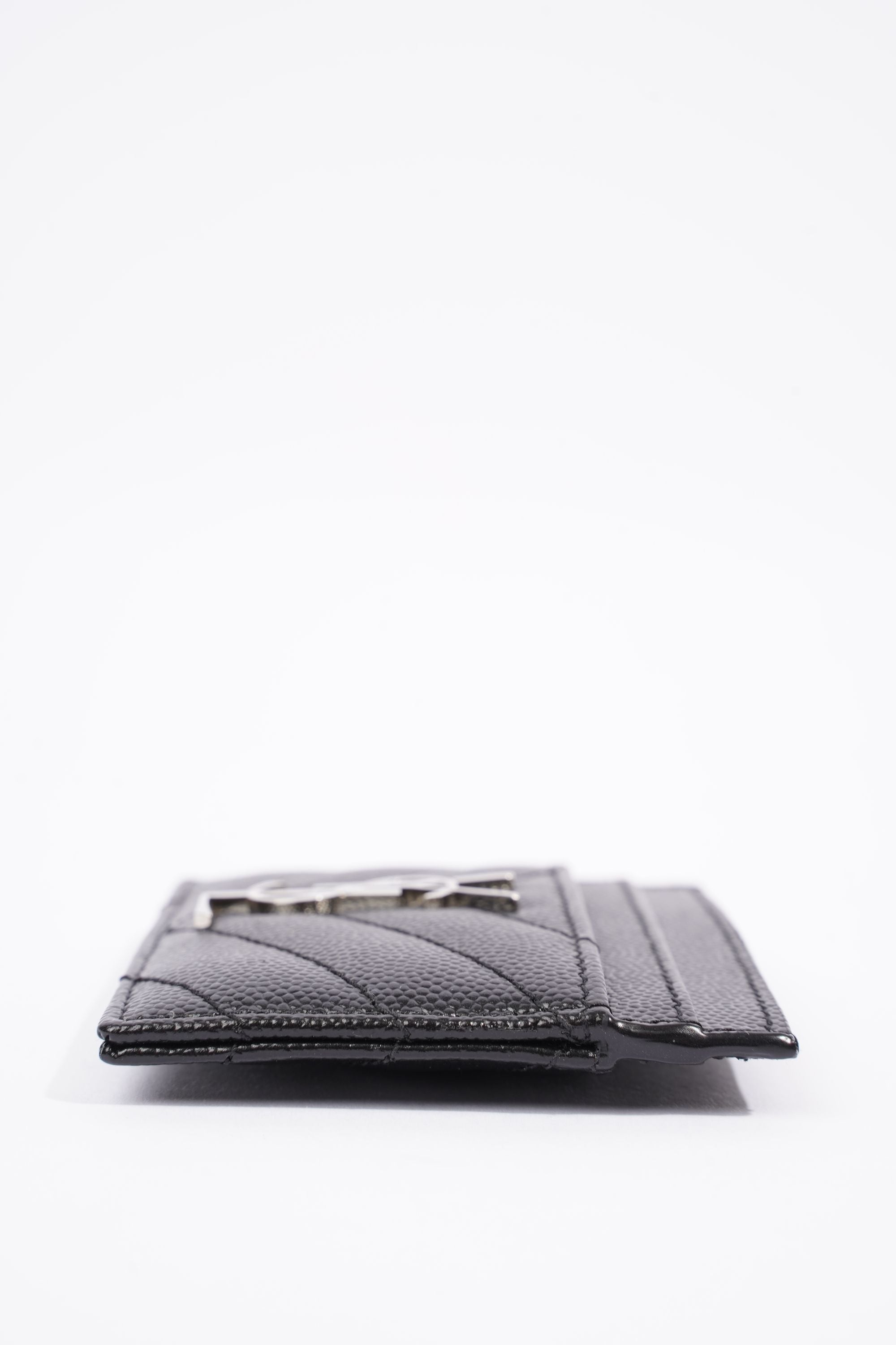 Saint Laurent Womens Cassandre Matelasse Card Case Black Leather