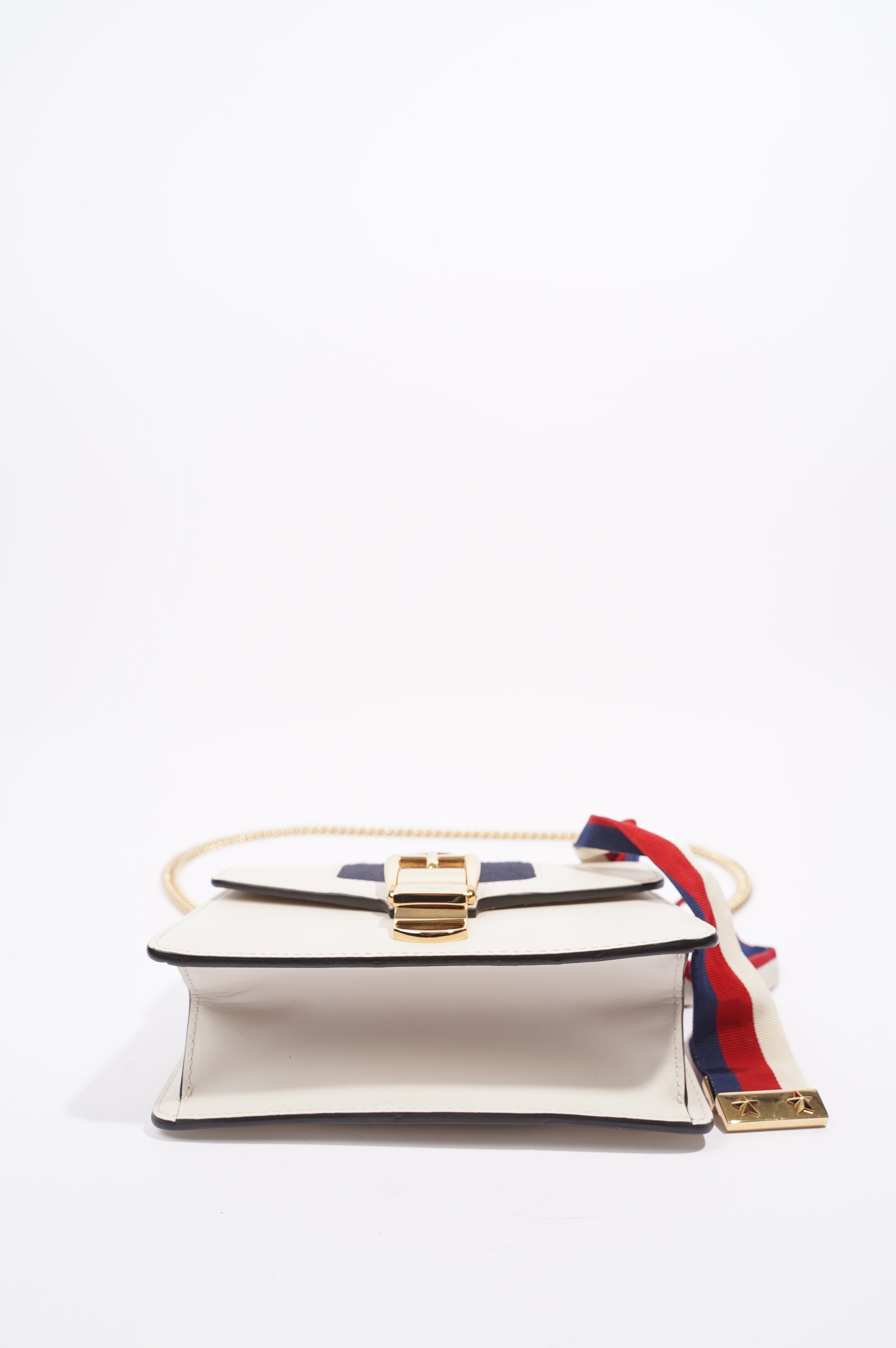 Gucci Womens Sylvie Chain Bag White / Navy / Red Mini