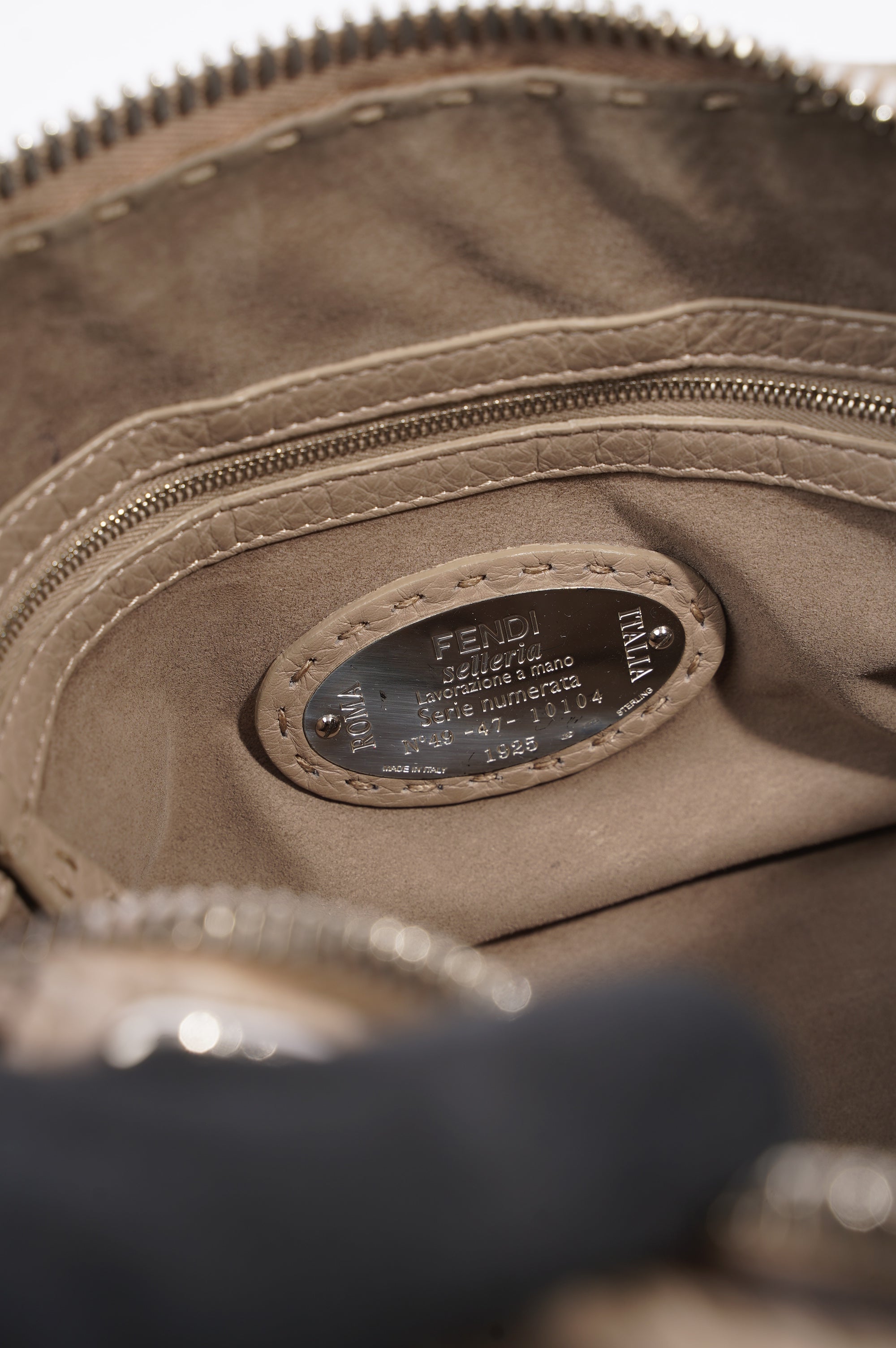 Fendi Womens Celeria Ray Handbag Beige