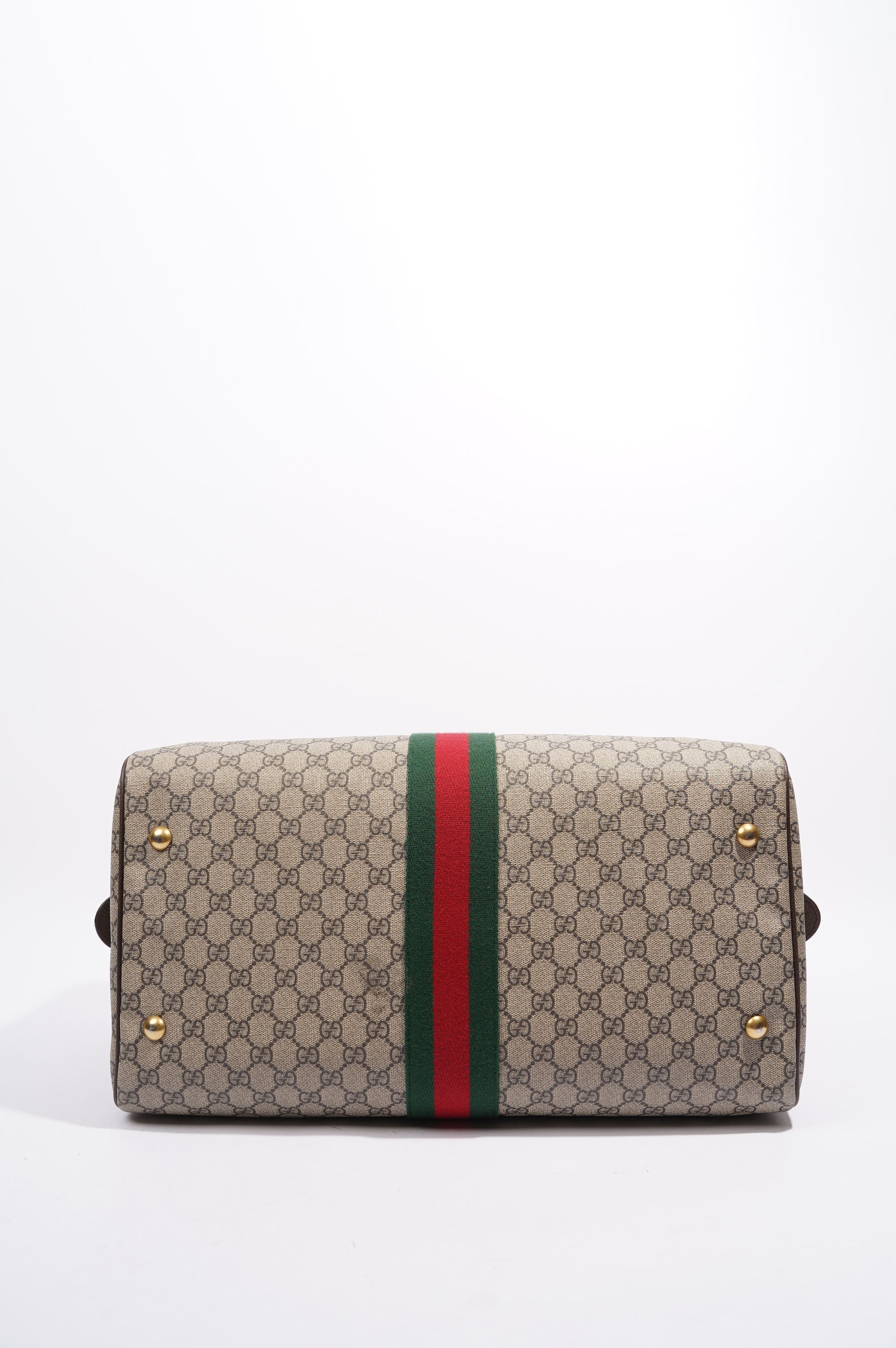 Gucci Womens Ophidia Carry On Duffle Bag Brown Canvas Medium