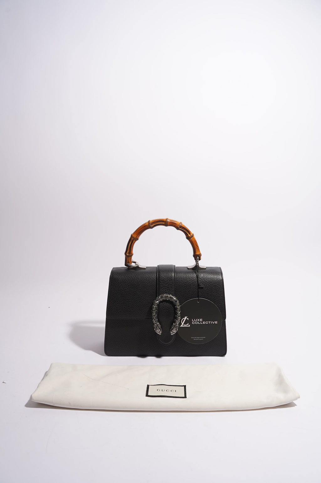 Gucci Dionysus Bamboo Top Handle Black Silver Medium