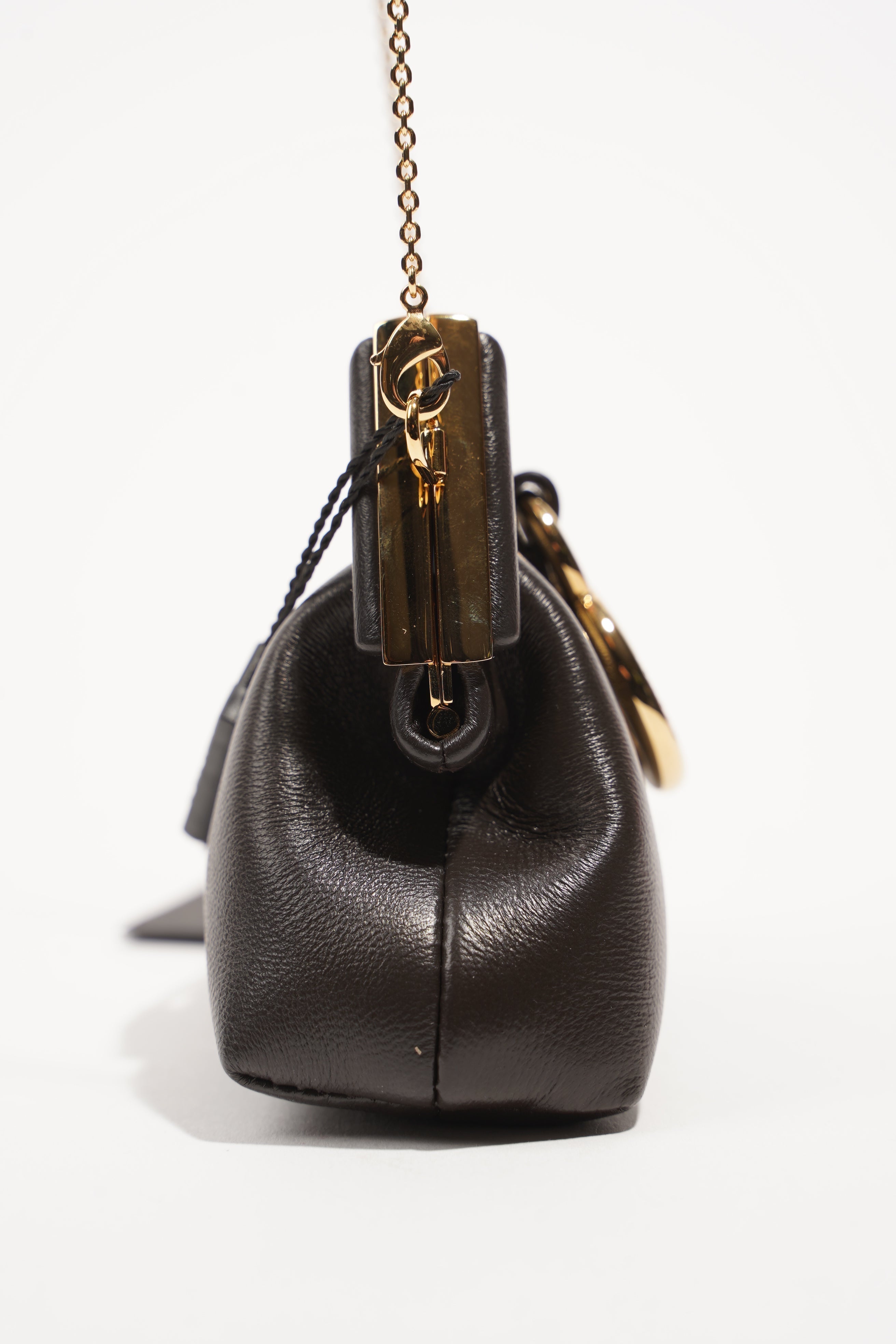 Fendi Womens Nano Fendi First Charm Dark Brown Gold