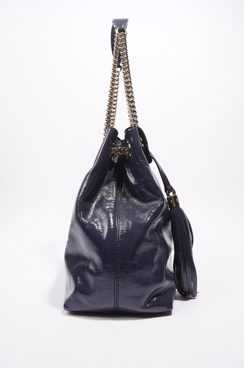 Gucci Soho Disco Bag Blue Patent Leather Tote