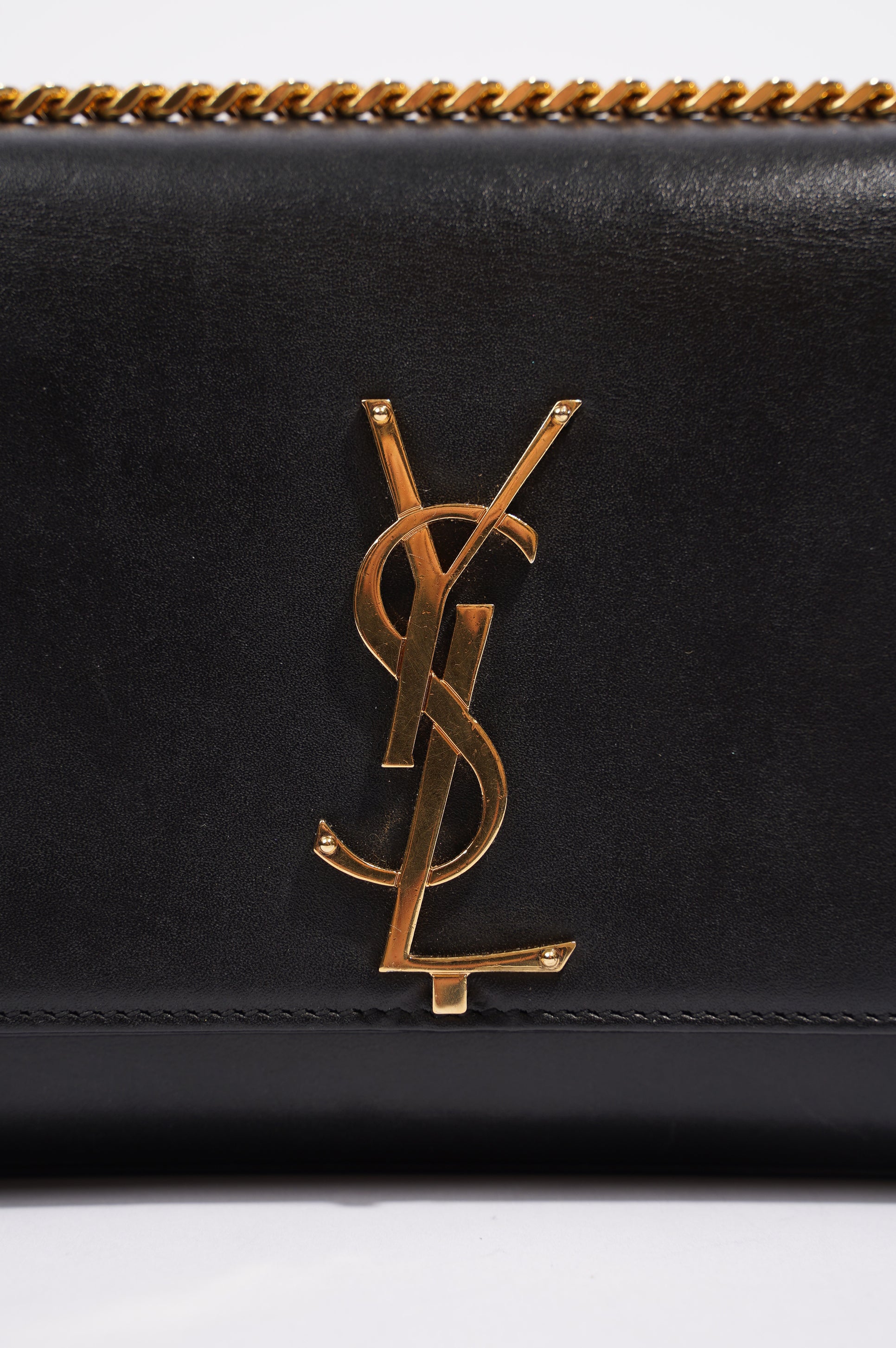 Saint Laurent Womens Kate Tassle Black / Gold Small