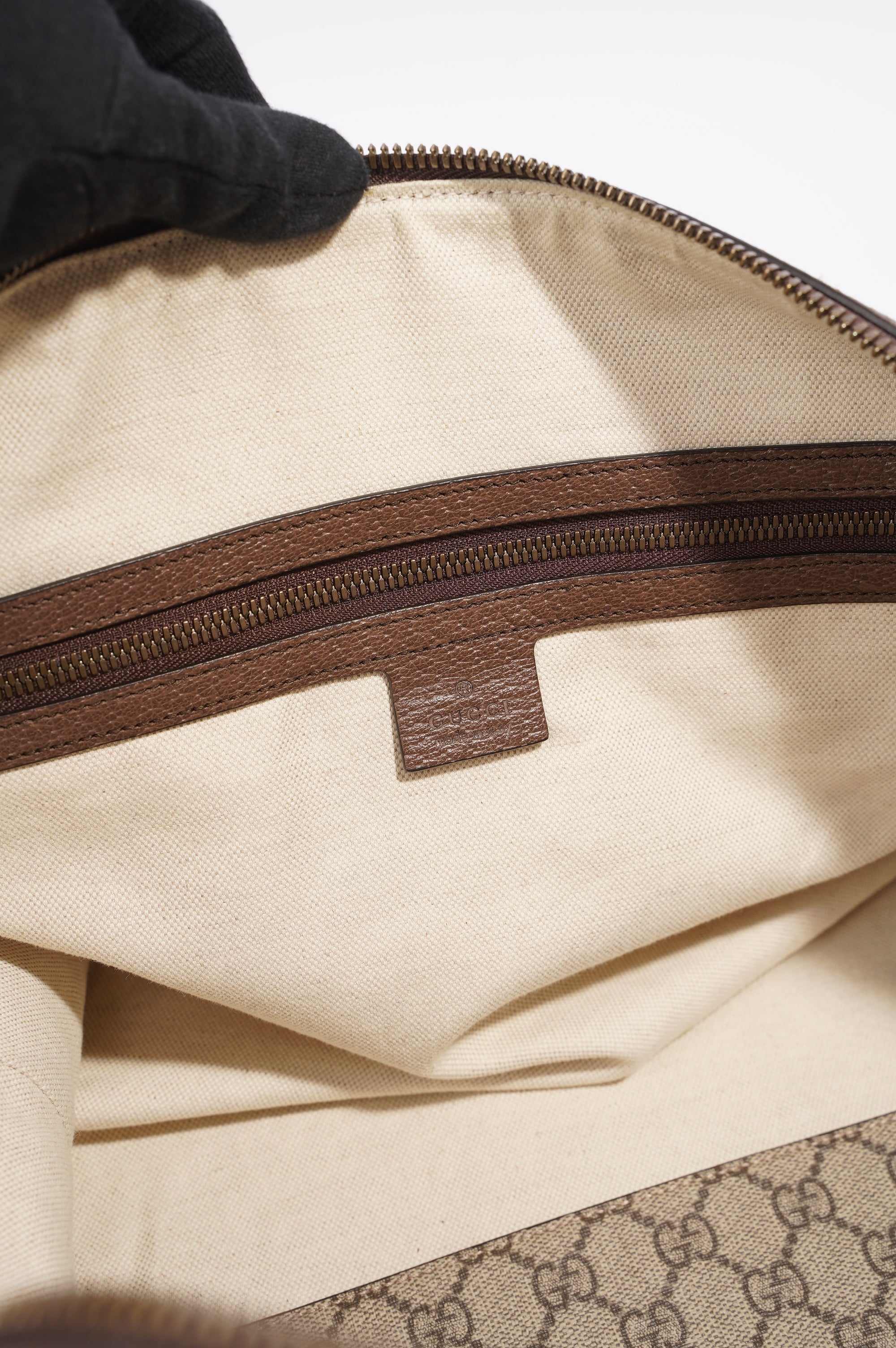 Gucci Womens Ophidia Carry On Duffle Bag Brown Canvas Medium