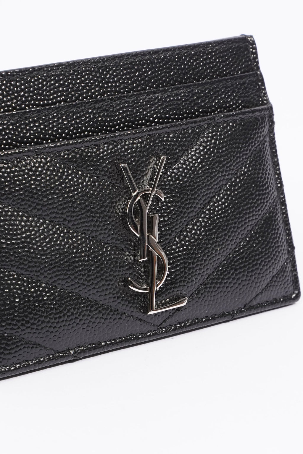 Saint Laurent Womens Cassandre Matelasse Card Case Black Leather