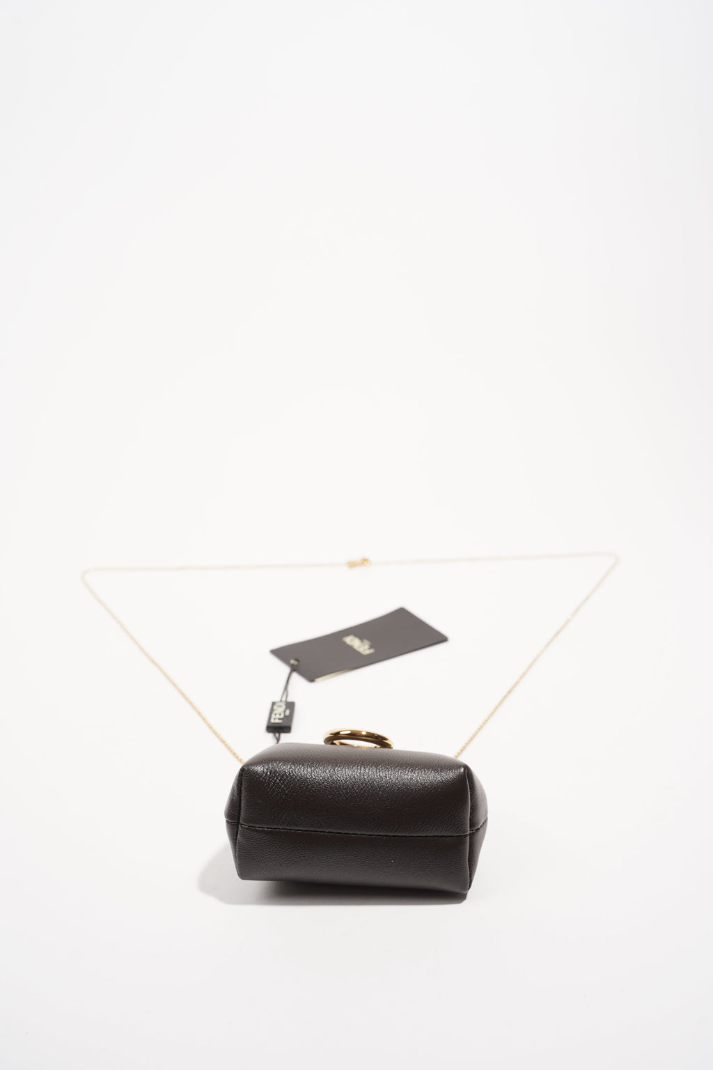 Fendi Womens Nano Fendi First Charm Dark Brown Gold