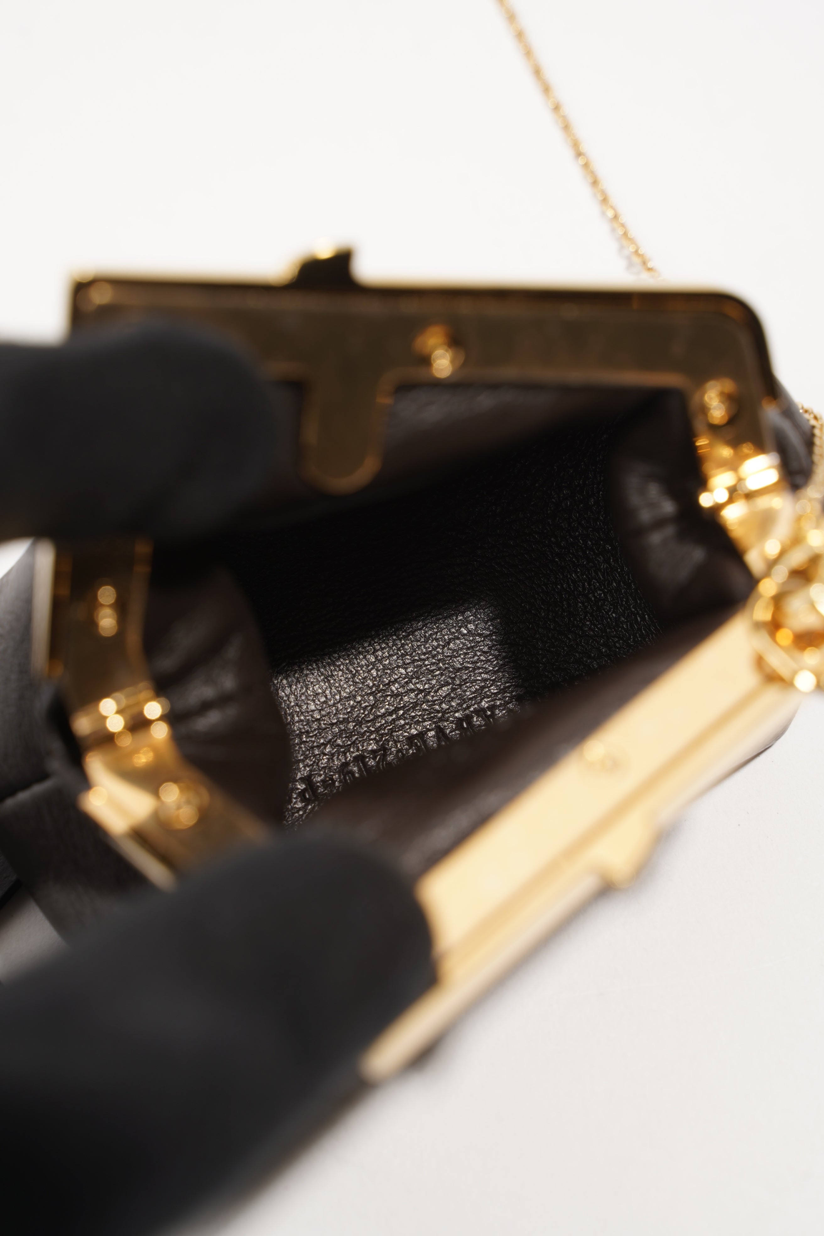 Fendi Womens Nano Fendi First Charm Dark Brown Gold