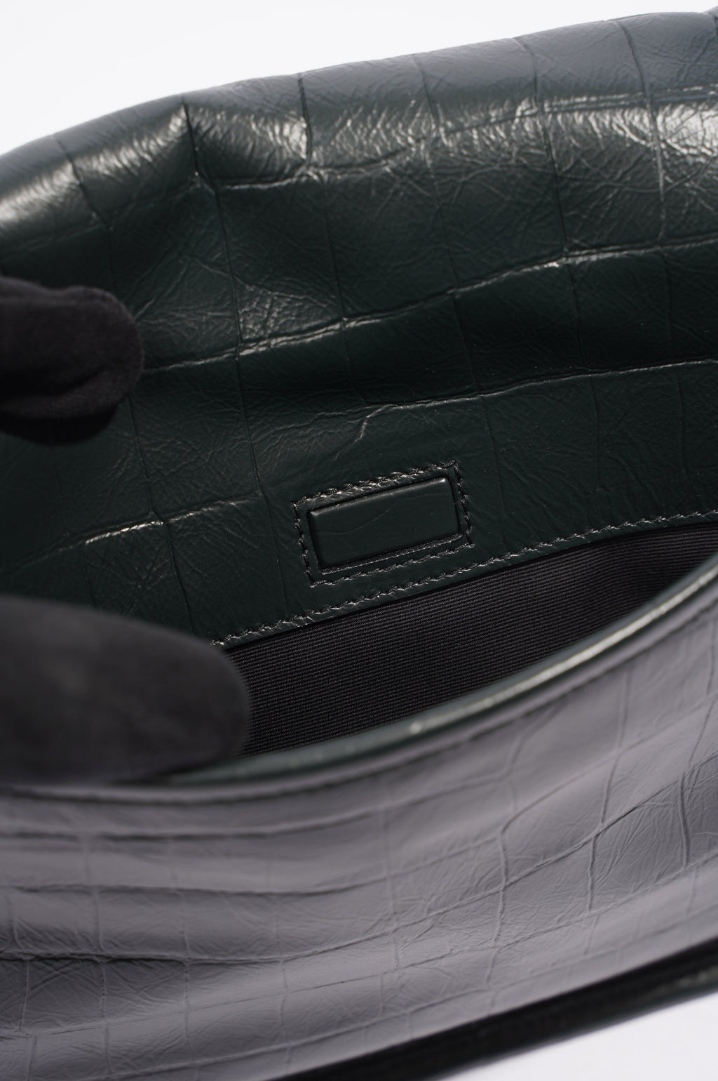 Saint Laurent Womens Niki Chain Bag Dark Green Croc Medium