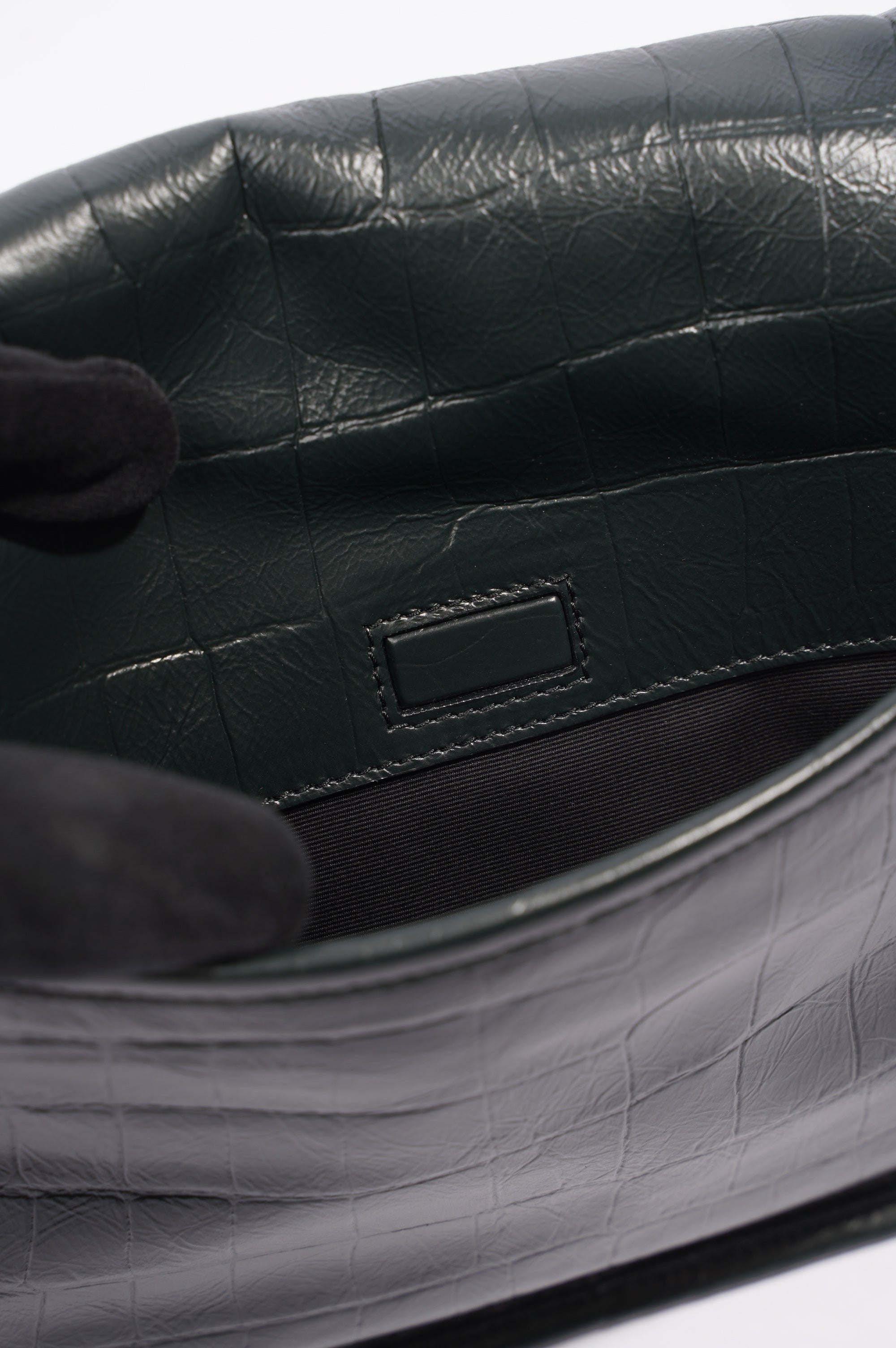 Saint Laurent Womens Niki Chain Bag Dark Green Croc Medium