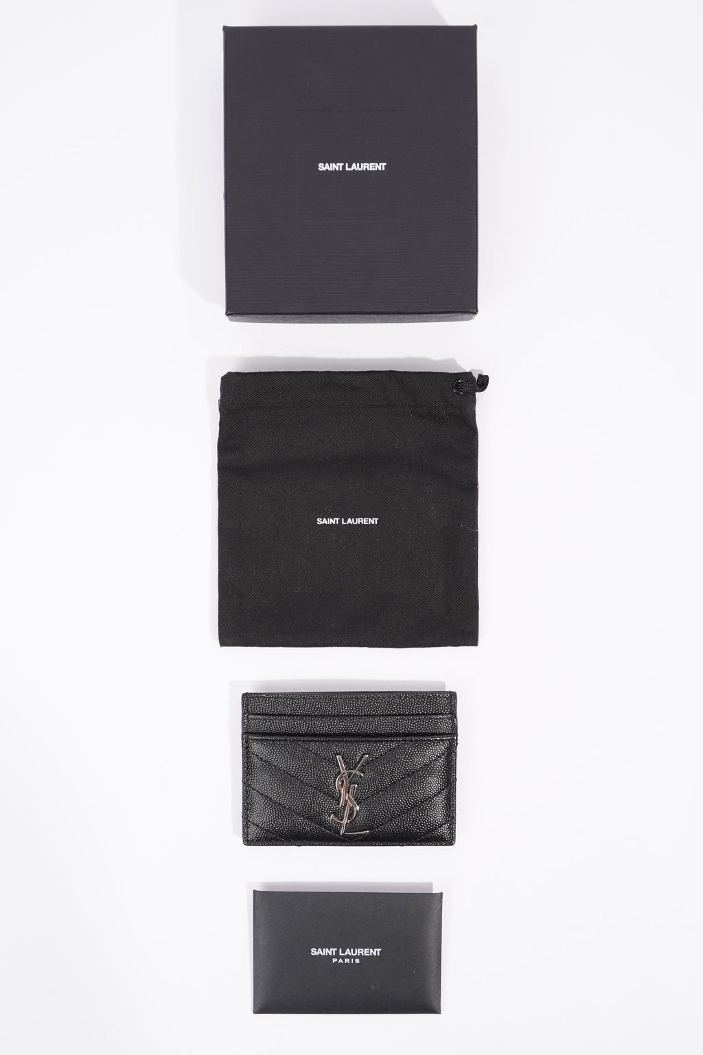 Saint Laurent Womens Cassandre Matelasse Card Case Black Leather