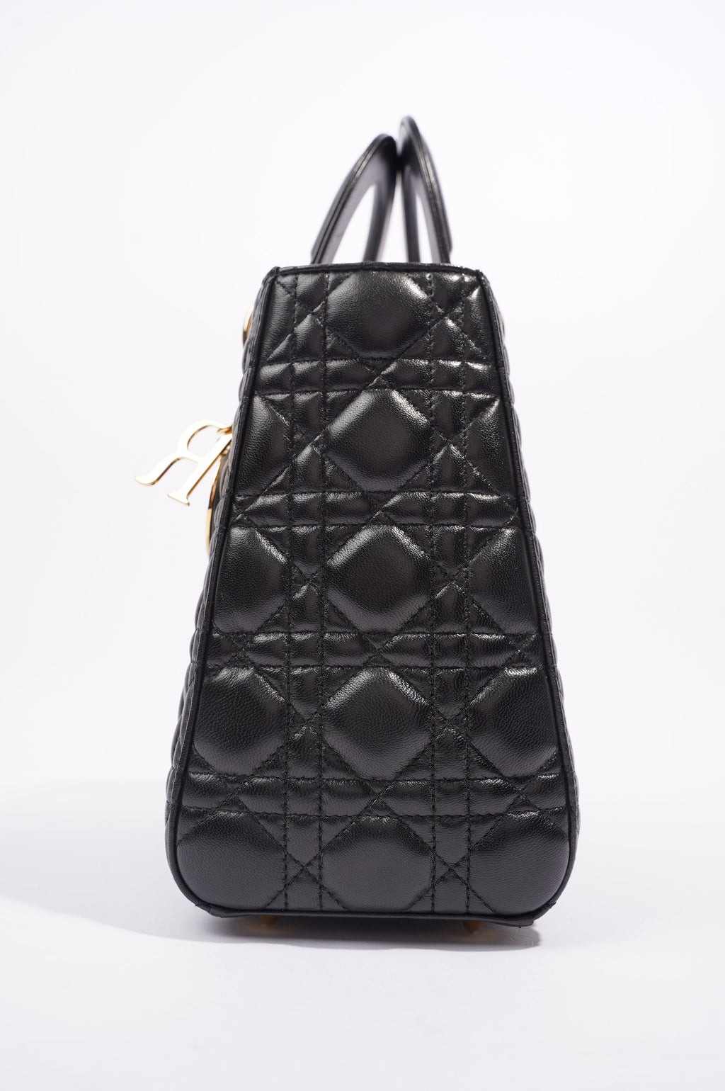Christian Dior Womens Lady Dior Black / Gold Medium