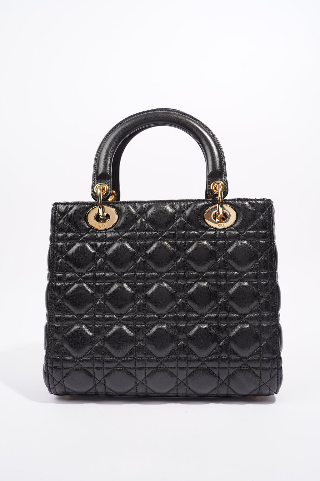 Christian Dior Womens Lady Dior Black / Gold Medium