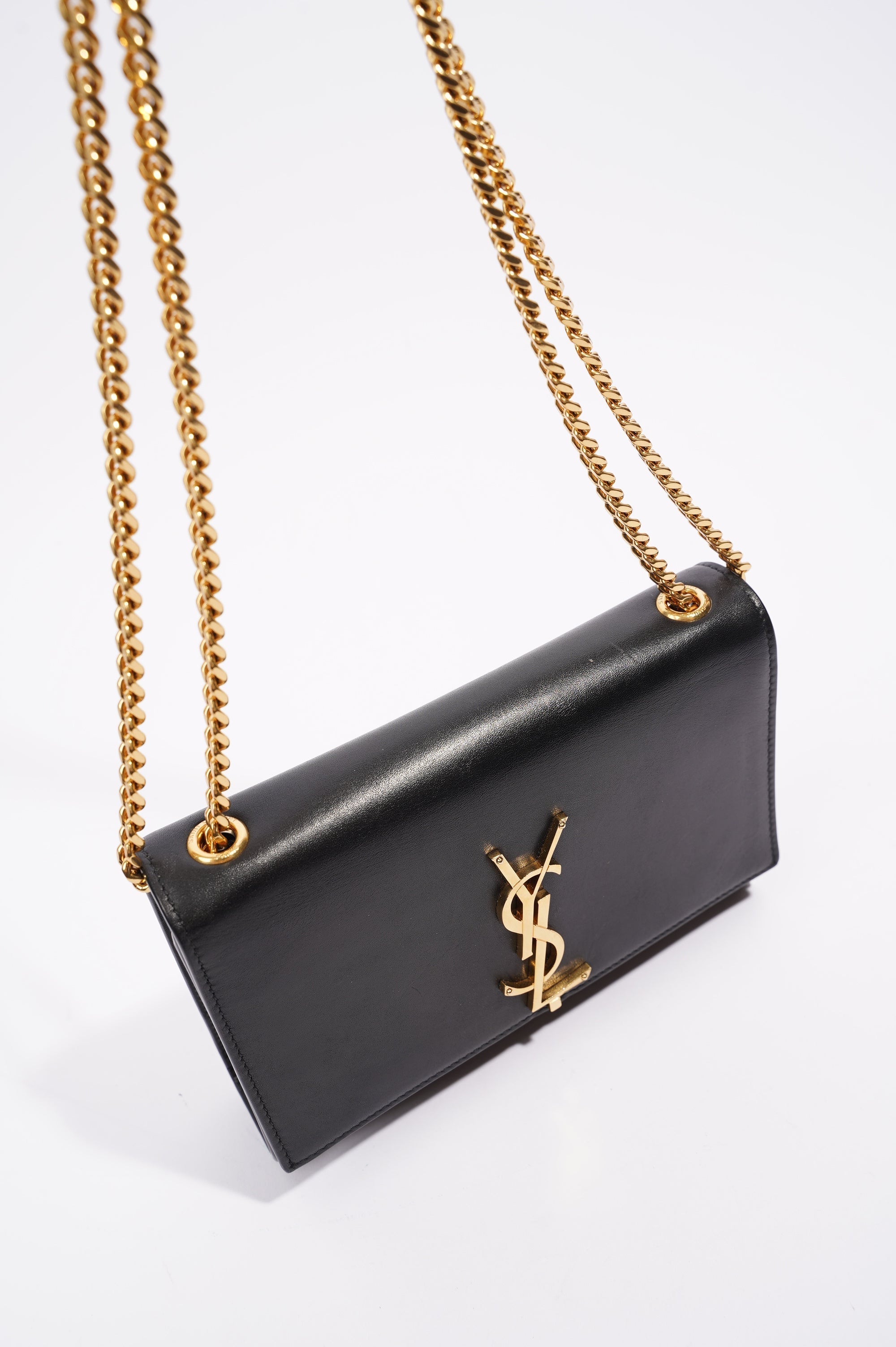 Saint Laurent Womens Kate Tassle Black / Gold Small