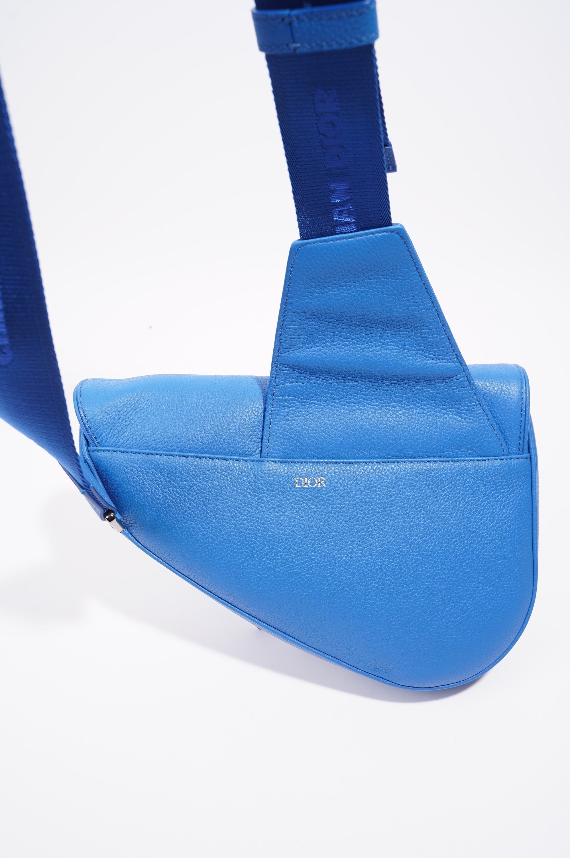 Christian Dior Saddle Bag Blue Leather
