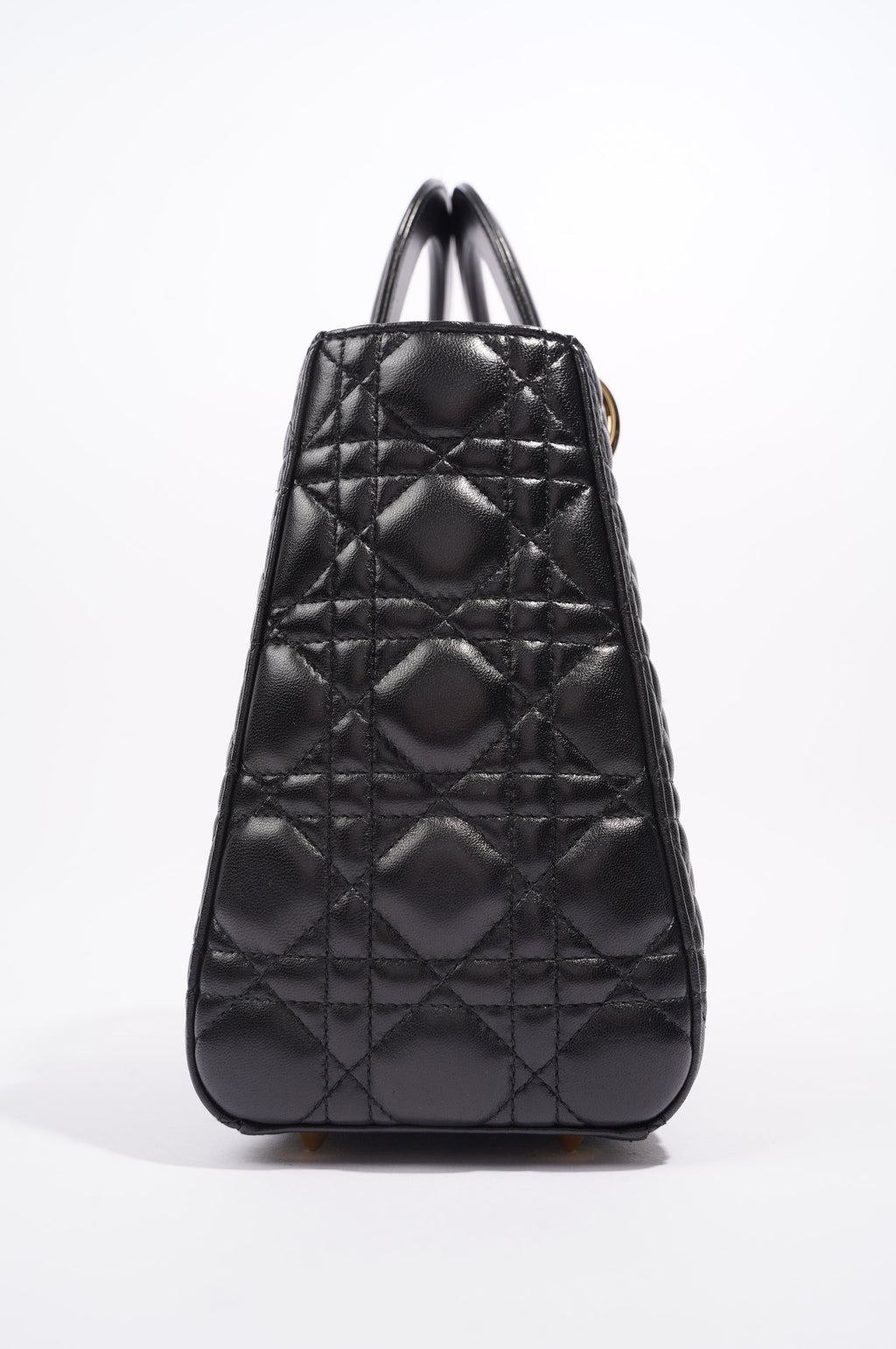 Christian Dior Womens Lady Dior Black / Gold Medium