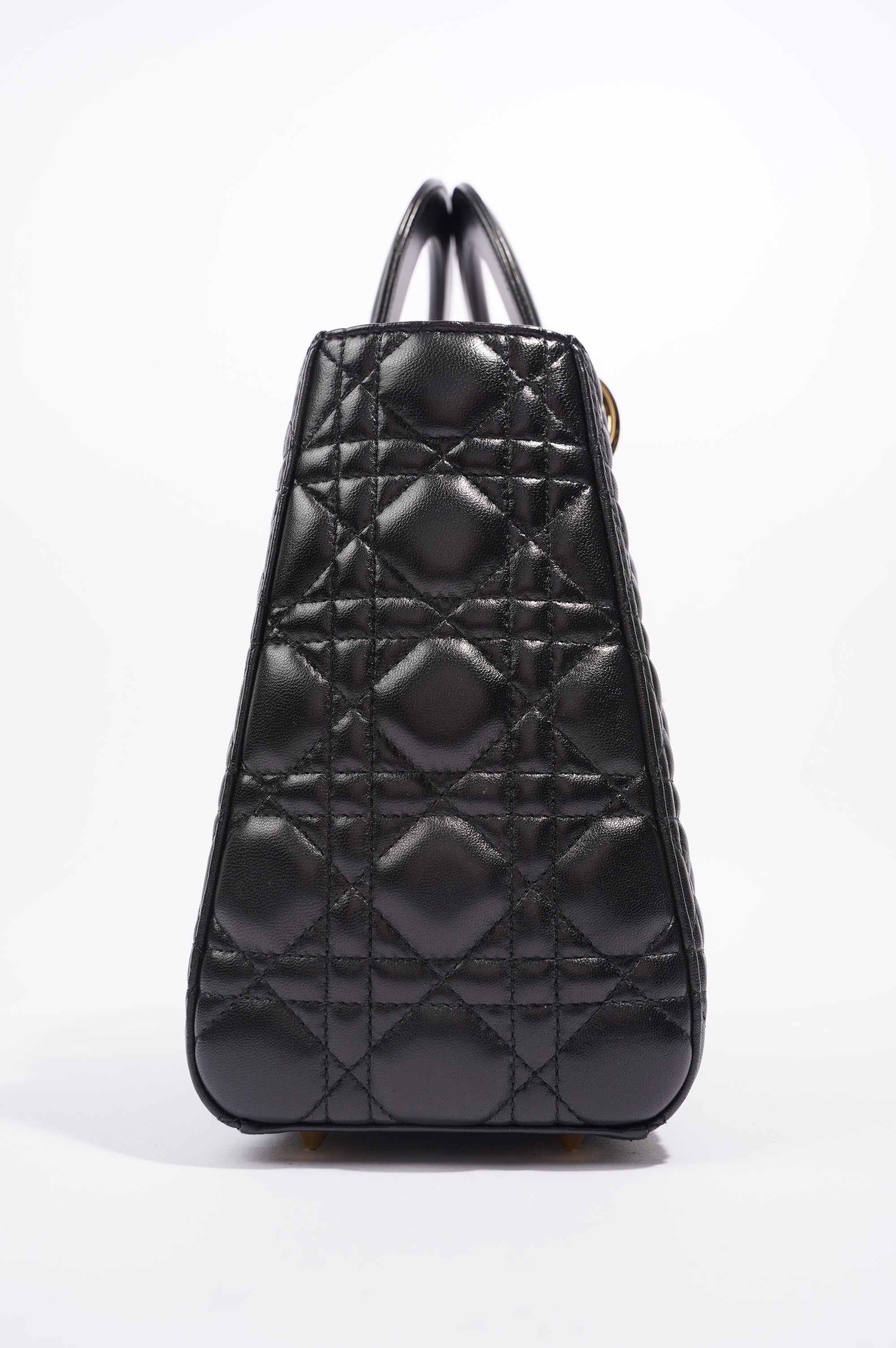 Christian Dior Womens Lady Dior Black / Gold Medium