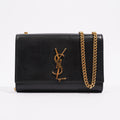 Saint Laurent Womens Kate Tassle Black / Gold Small