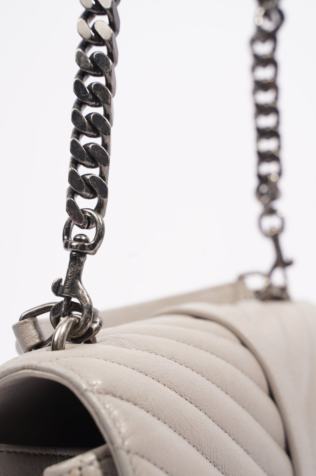 Saint Laurent Womens College Chain Bag Grey Medium