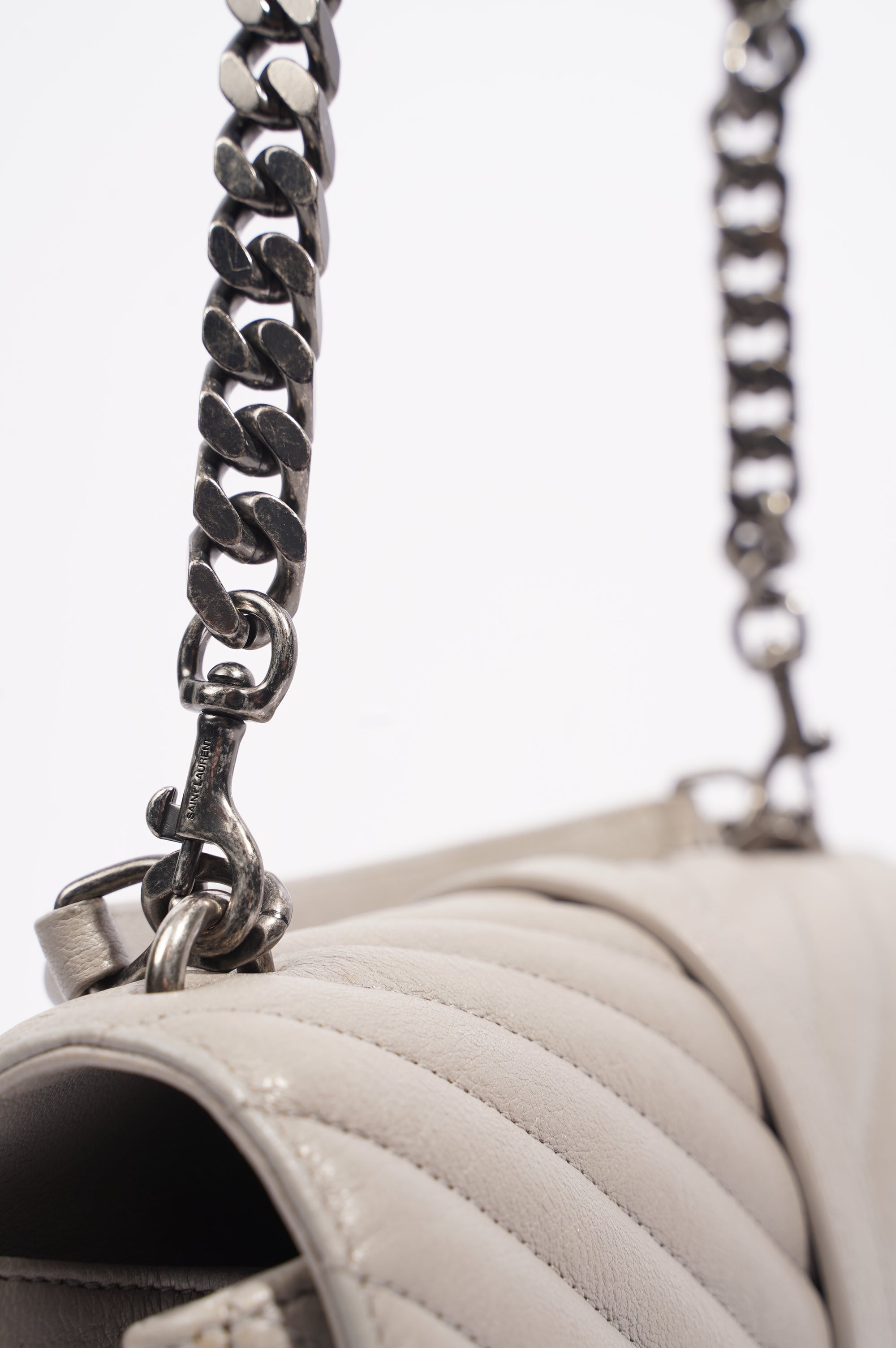 Saint Laurent Womens College Chain Bag Grey Medium