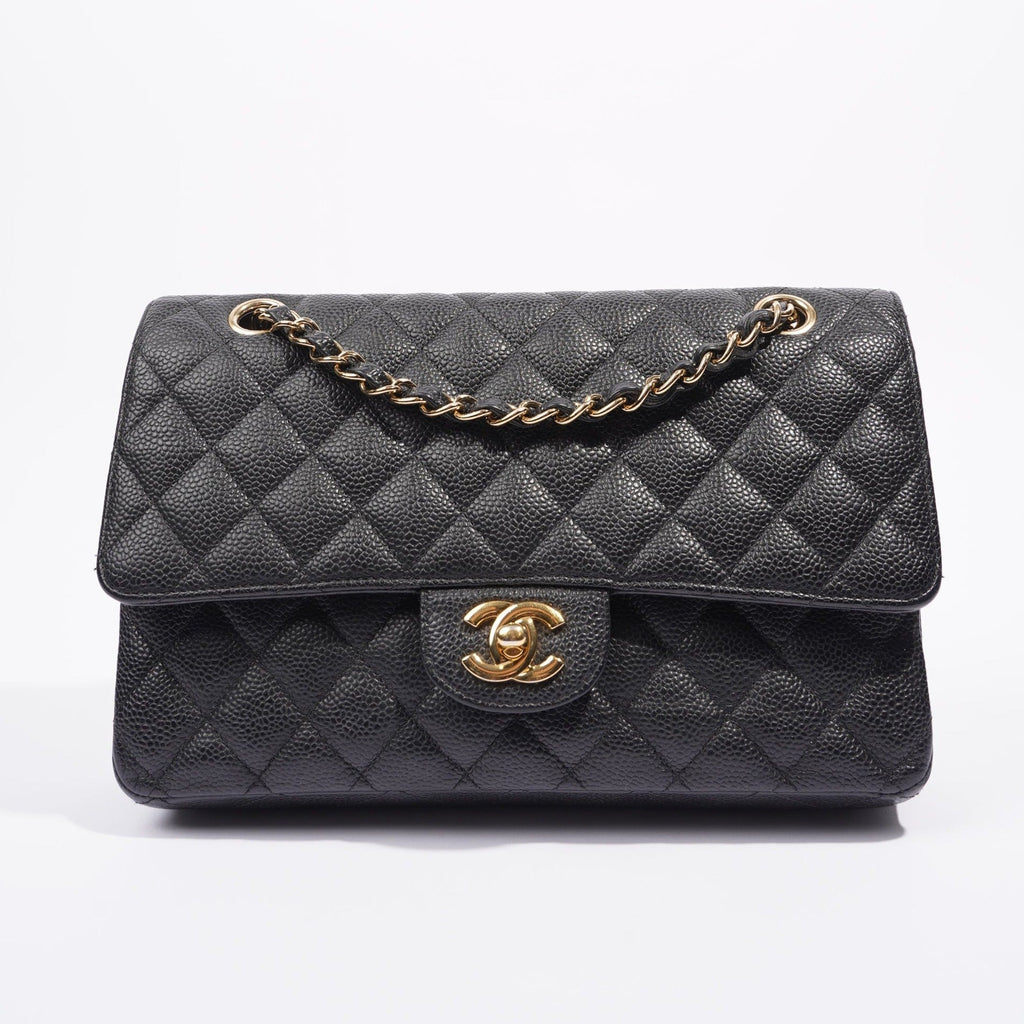 Chanel Womens Classic Flap Black Caviar Medium
