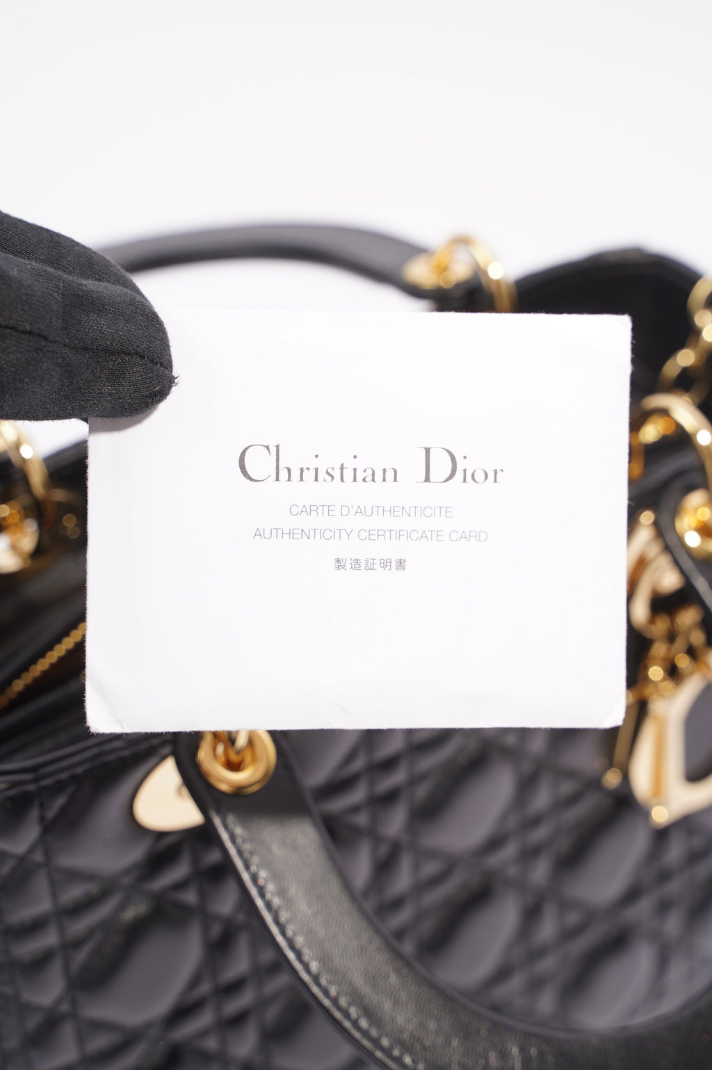 Christian Dior Womens Lady Dior Black / Gold Medium