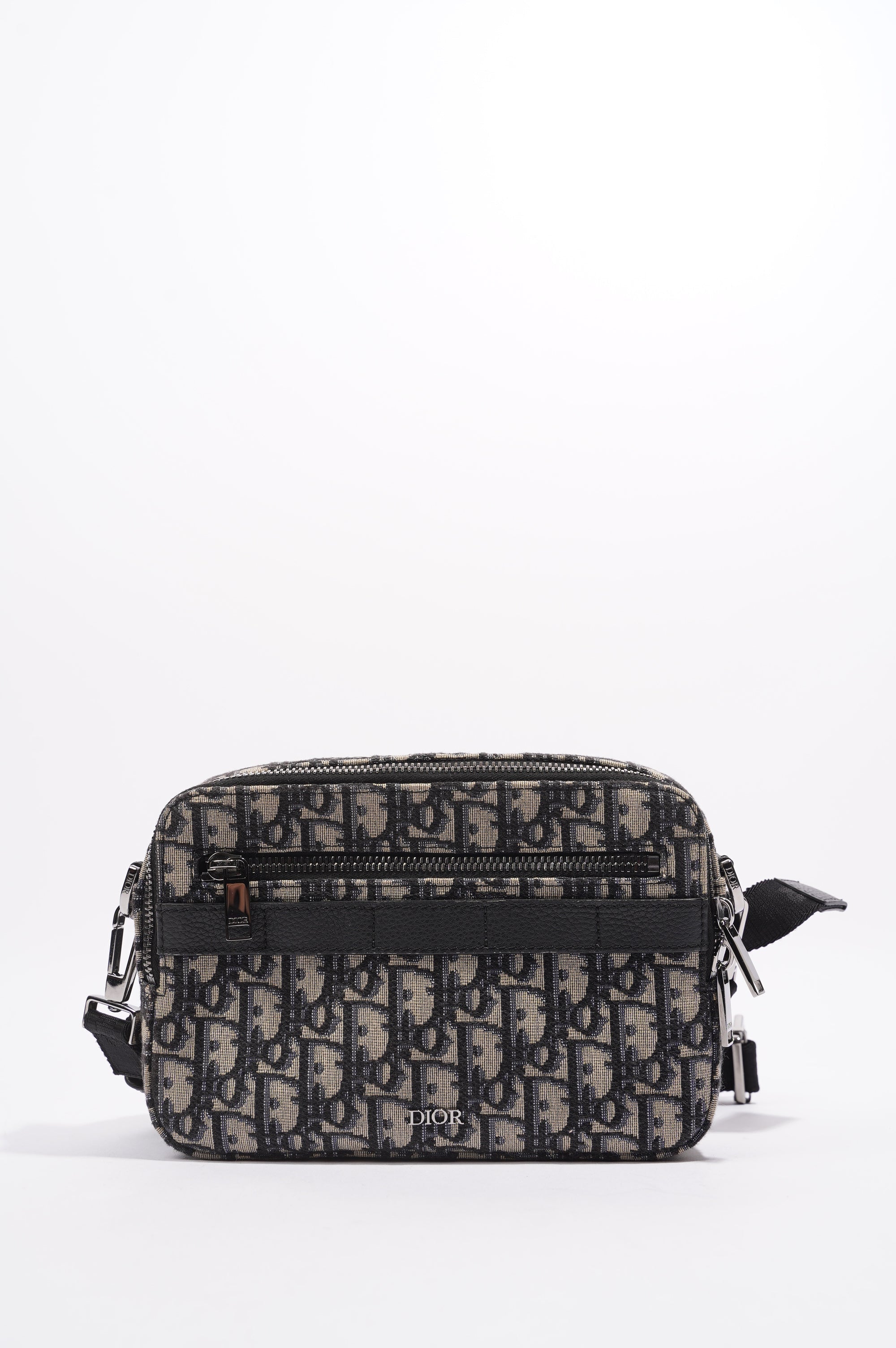Christian Dior Womens Safari Messenger Oblique Bag Blue / White